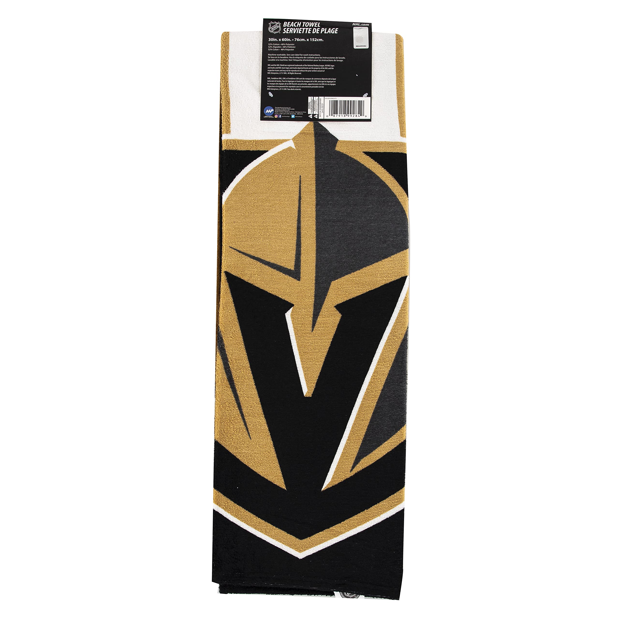 Northwest Nhl Vegas Golden Knights Beach Towel, 30 X 60, Zone Read