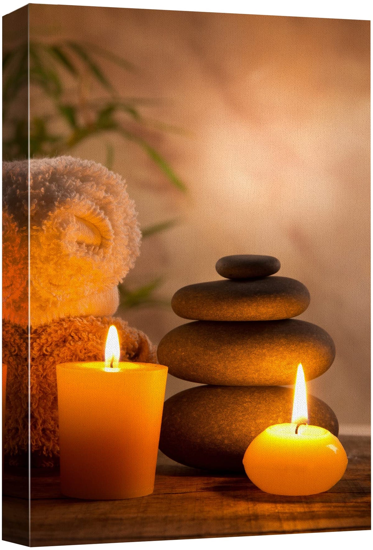 Wall26 Canvas Print Wall Art Massage Stones With Atmospheric Candles Floral Nature Photography Realism Zen Scenic Relax/Calm Mul