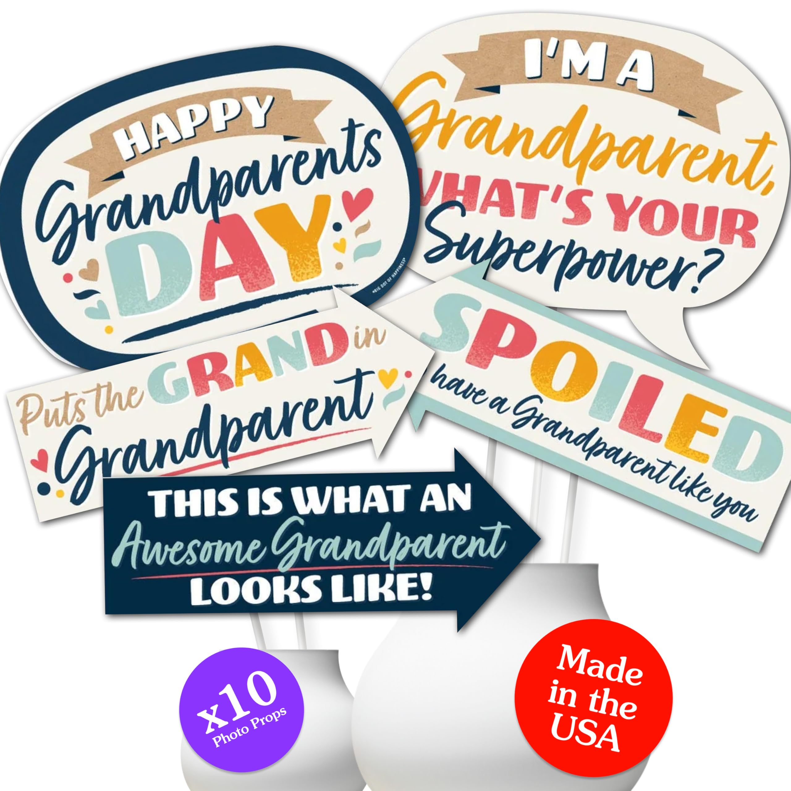 Big Dot Of Happiness Funny Happy Grandparents Day - Grandma & Grandpa Party Photo Props - Photo Booth Prop Kit - Happy Grandpare