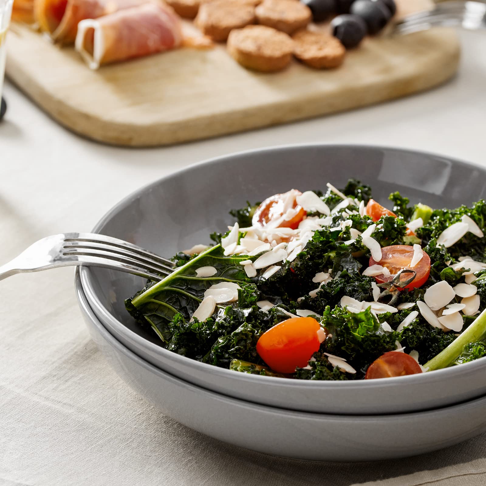 Y Yhy 8.5 ' ' Pasta Bowls Set Of 6, 30Oz Large Salad Serving Bowls For Kitchen, Porcelain Wide Shallow Soup Bowl Plates For Dinn