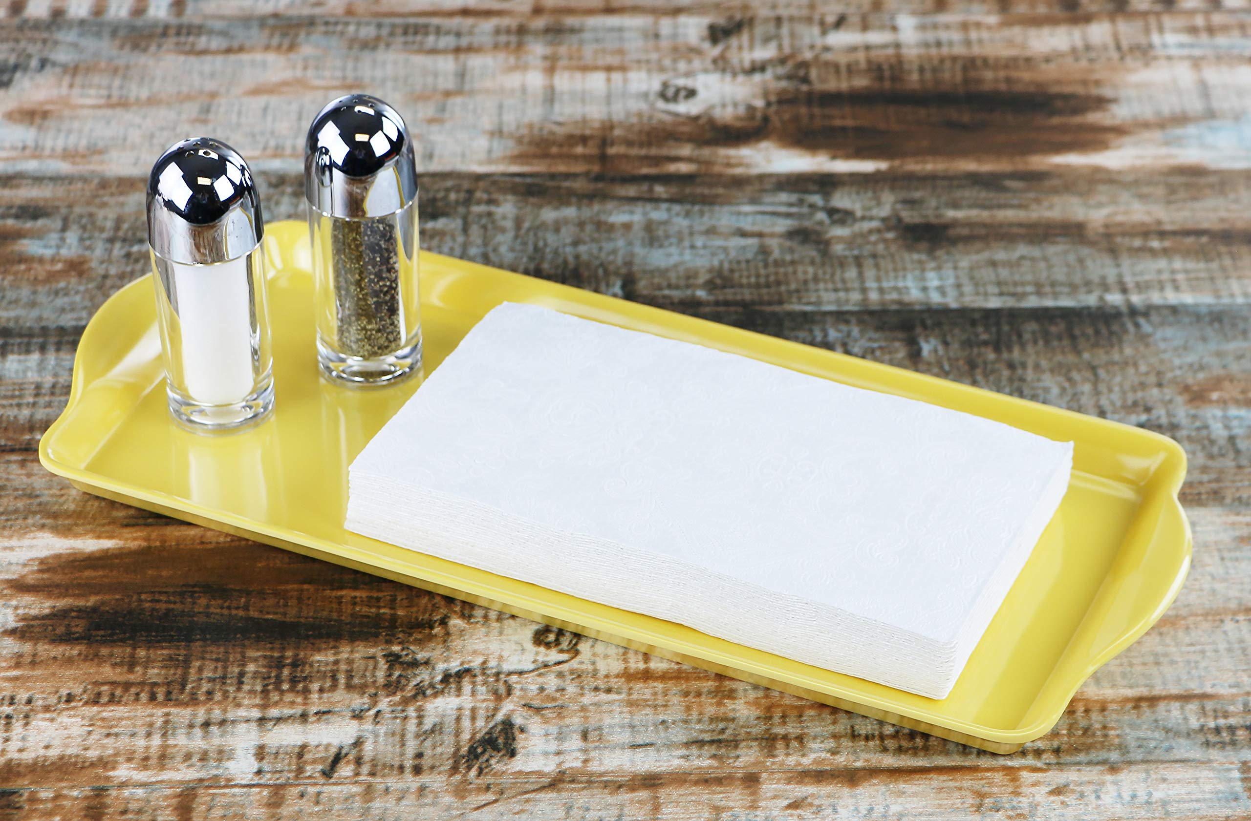Calypso Basics Melamine Plastic Tidbit Bpa-Free, Food Safe, Multipurpose Platter Serving Tray, Bathroom/Table Organizer, Lemon