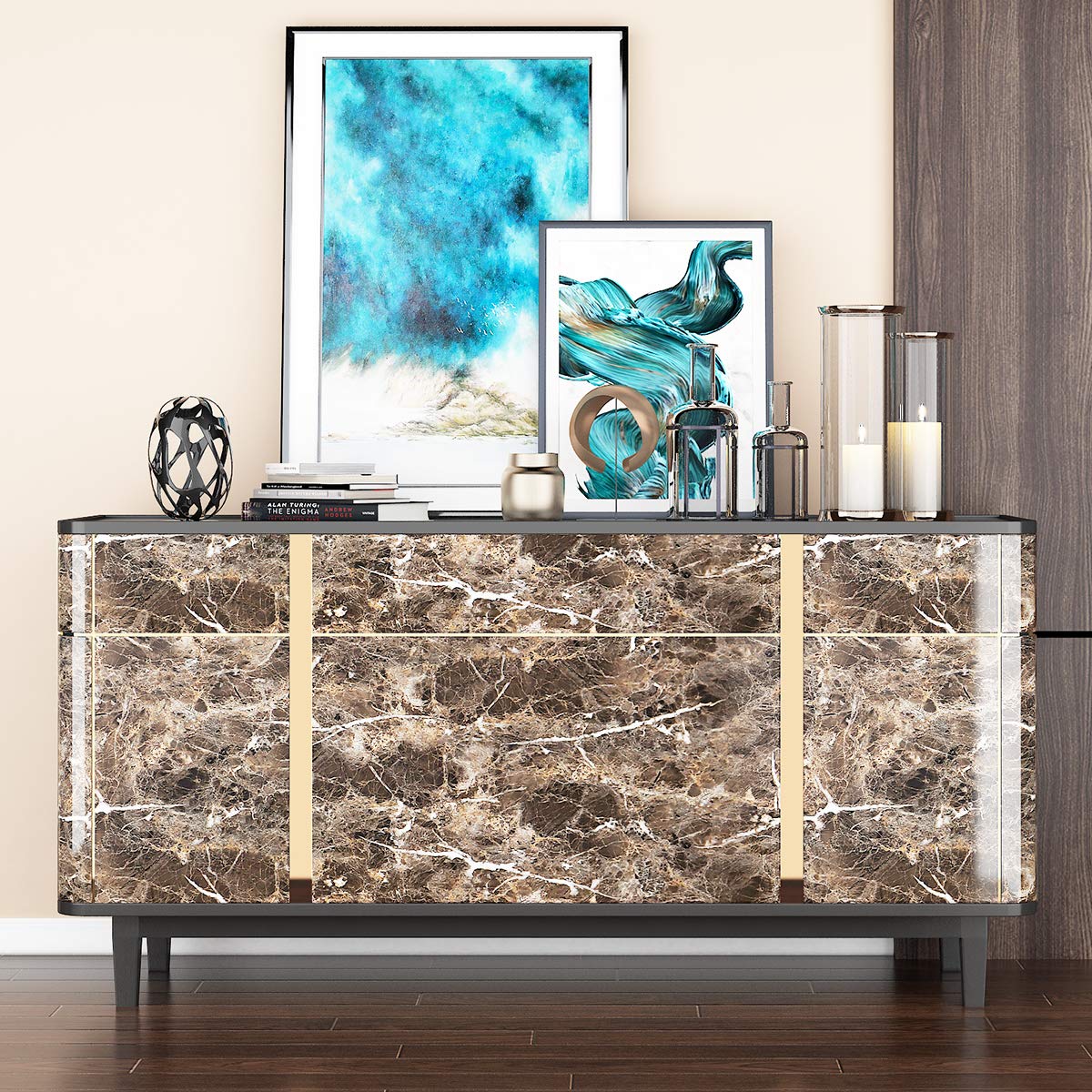 Livelynine 15.8X197 Inch Dark Brown Marble Contact Paper Countertop Peel And Stick Marble Wallpaper For Kitchen Counter Top Cove
