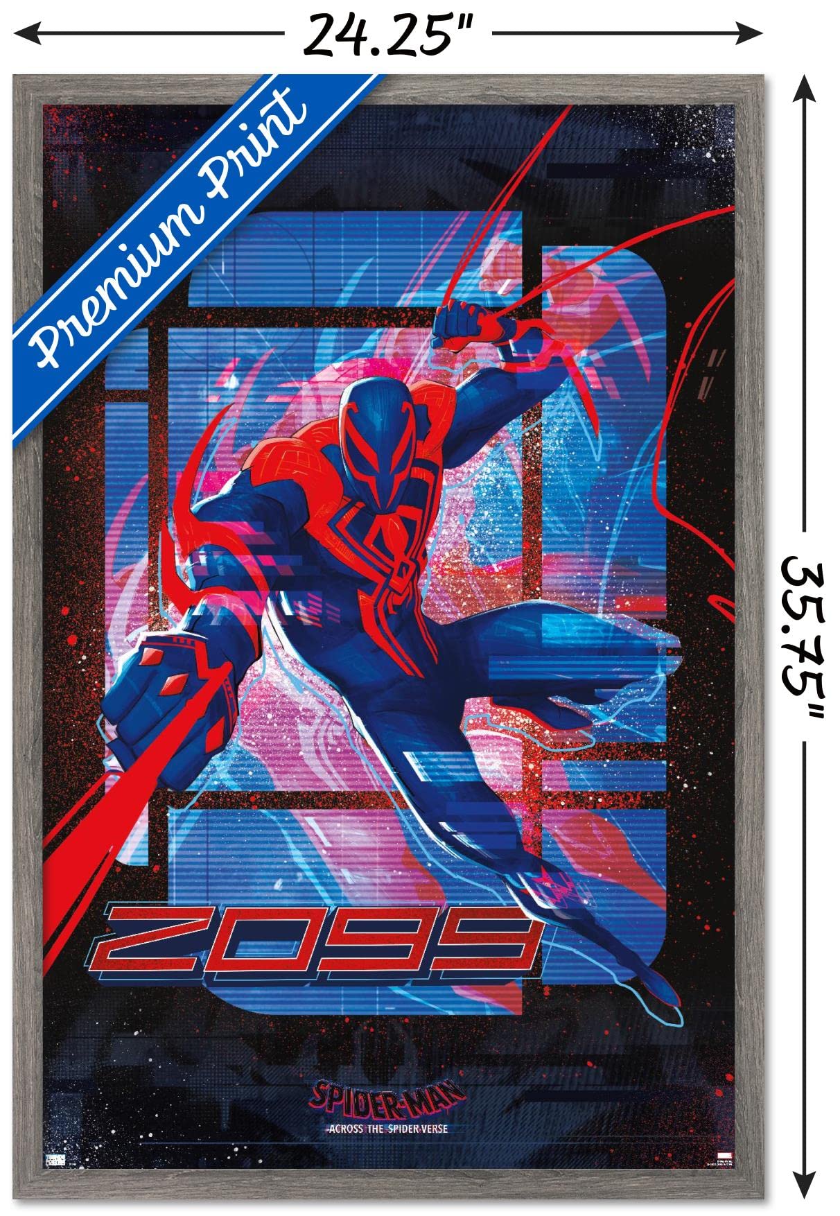 Trends International Marvel Spider-Man: Across The Spider-Verse - Spider-Man 2099 Wall Poster, 22.37'' X 34.00'', Barnwood Frame
