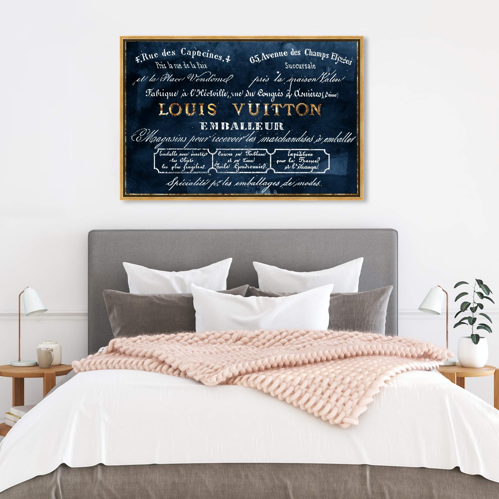 The Oliver Gal Artist Co. Fashion And Glam Framed Wall Art Canvas Prints 'Emballeur Navy' Road Signs Home D  Cor, 36 In X 24 In,