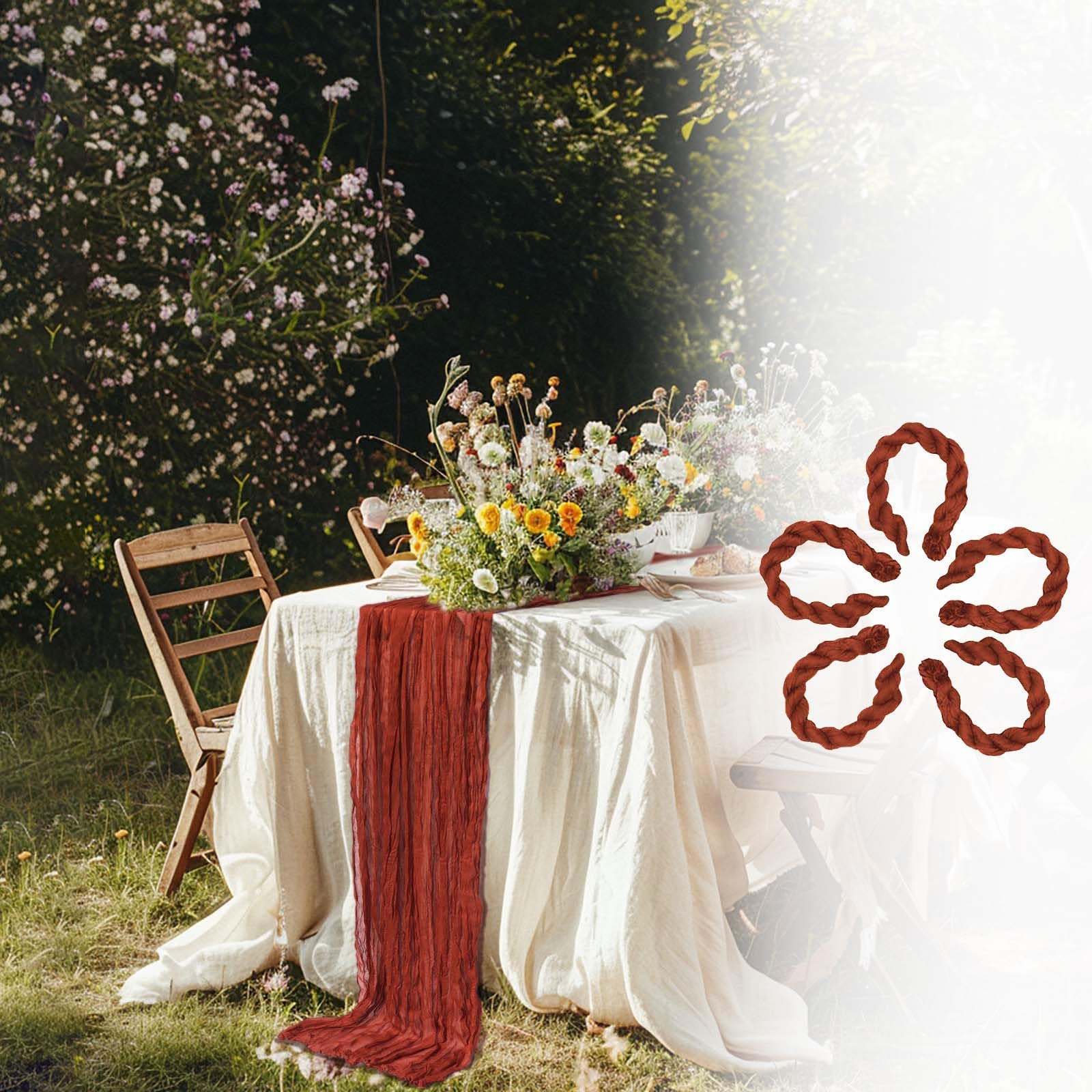 Fusenyuan 5Pcs Terracotta Cheesecloth Table Runner 10Ft For Boho Wedding Farmhouse Party Rustic Gauze Table Runner 120'' X 35''