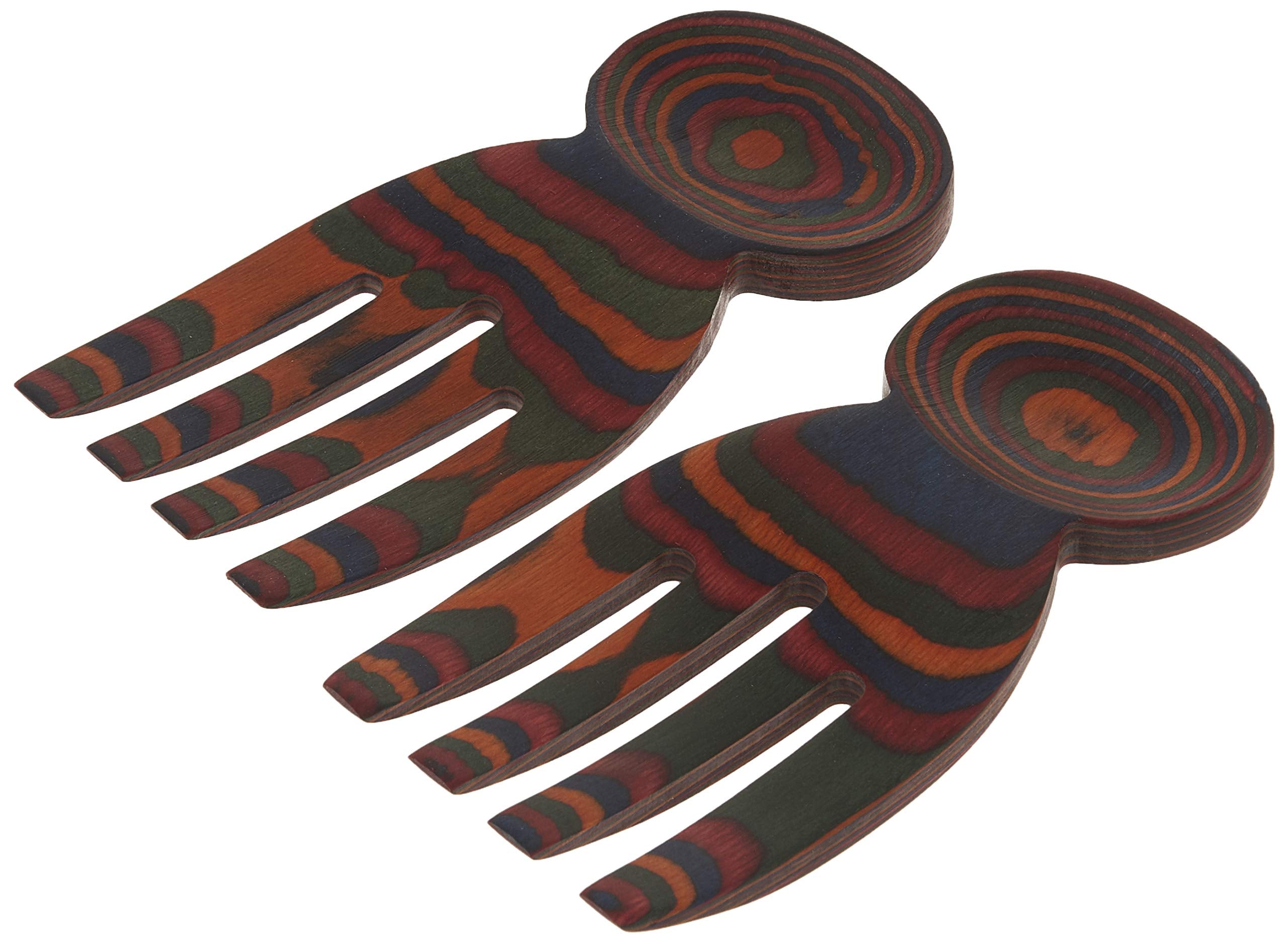 Island Bamboo Pakkawood Salad Hands, Rainbow