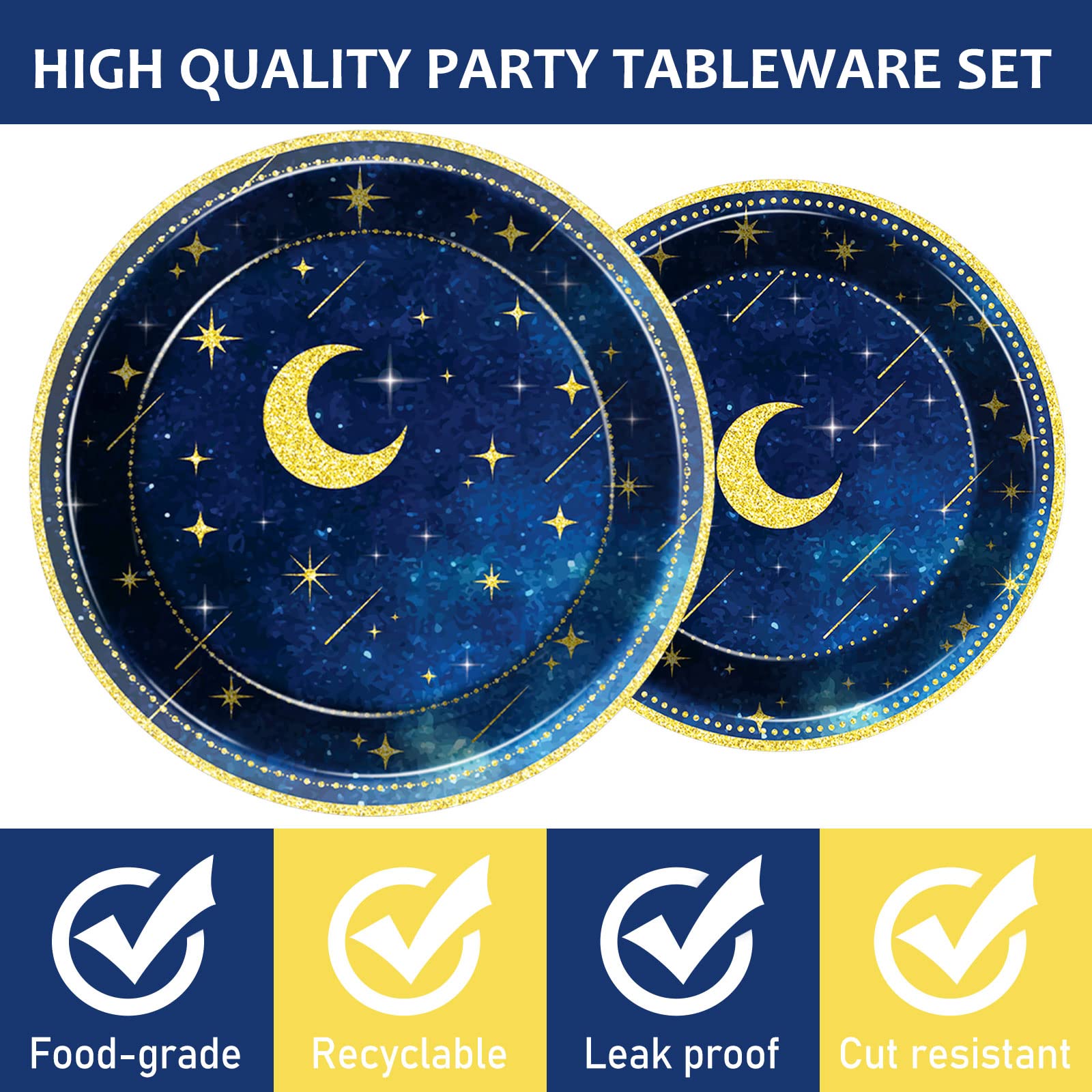 96 Pcs Starry Night Plates And Napkins Party Supplies Sweet Theme Tableware Set Galaxy Party Decorations Favors For Outer Space
