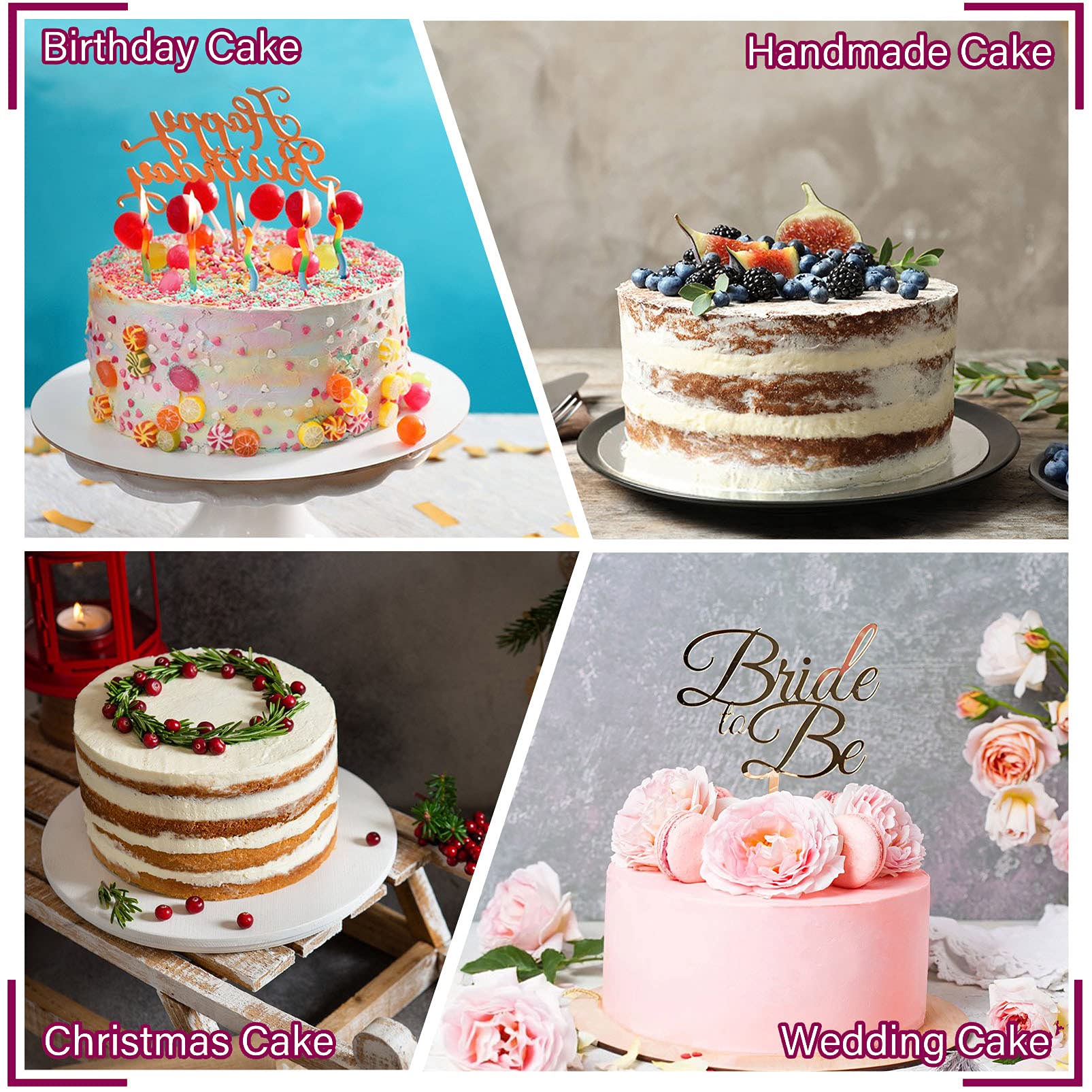 8 X 3 Inch Cake Pan Set Of 4, P&P Chef Stainless Steel Round Baking Pans Birthday Wedding Metal Cake Pan, Non Toxic & Heavy Duty