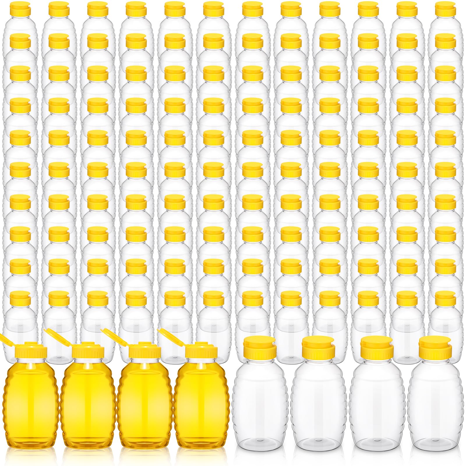 Tioncy 120 Pcs Clear Plastic Honey Bottles 16 Oz Honey Jars With Lids Honey Bottle Containers Empty Honey Bear Bottle Squeeze Ho