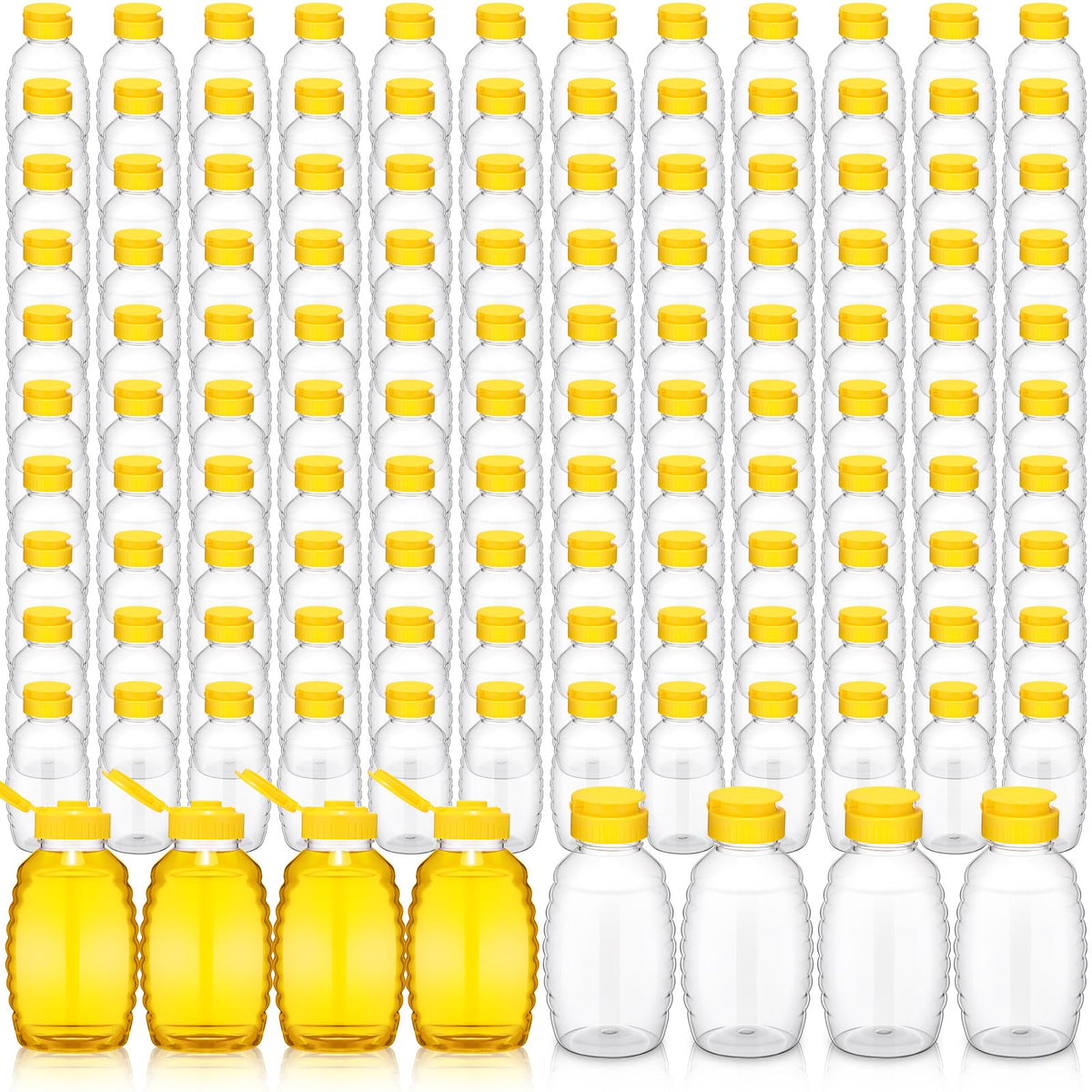 Tioncy 120 Pcs Clear Plastic Honey Bottles 16 Oz Honey Jars With Lids Honey Bottle Containers Empty Honey Bear Bottle Squeeze Ho