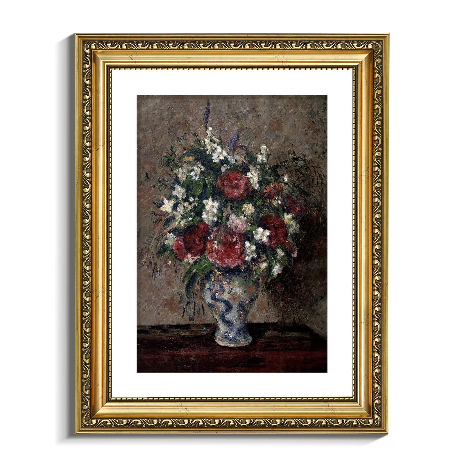 Viyyiea Gold Framed Wall Art Canvas Print Home Decor Flower Wall Decor Vintage Botanical Prints Floral Paintings Art Pictures Ro