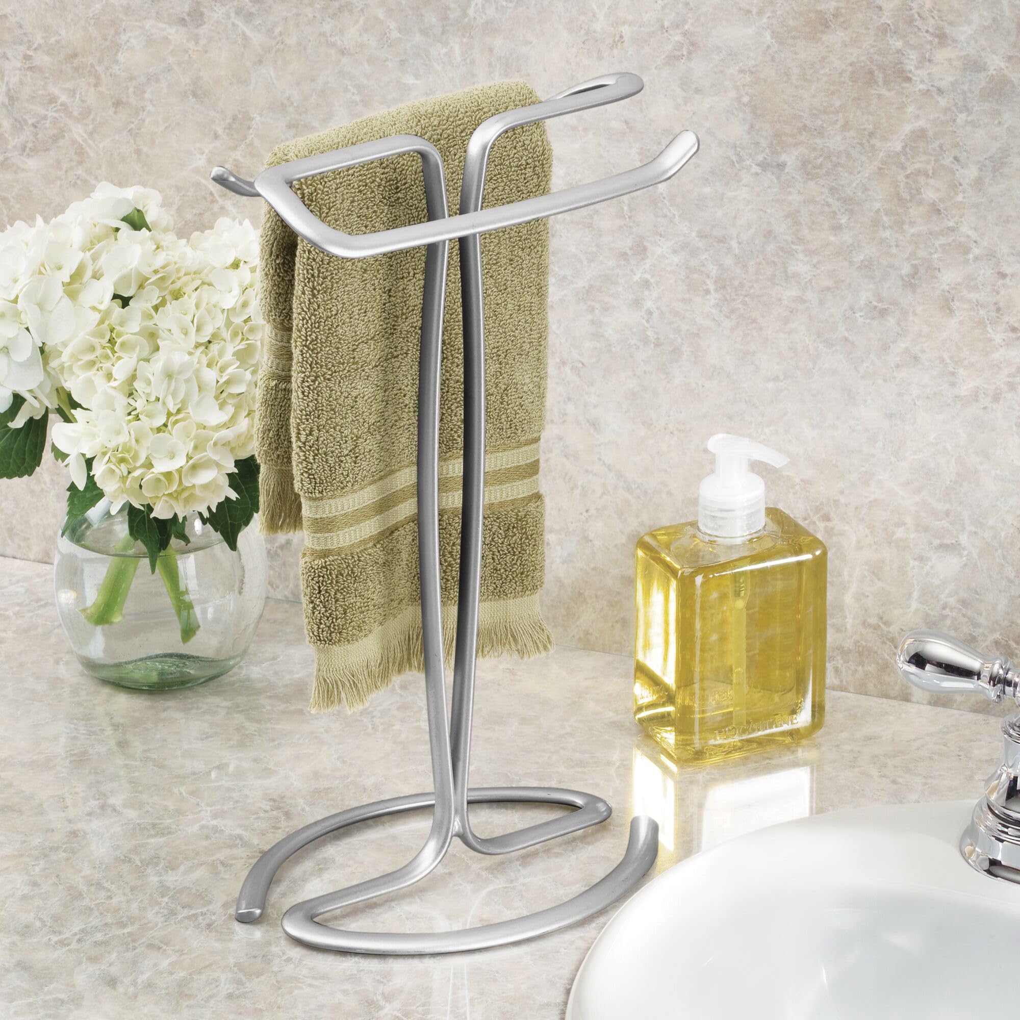 Idesign T-Shape Countertop Hand Set Of 2-Chrome Towel Holder