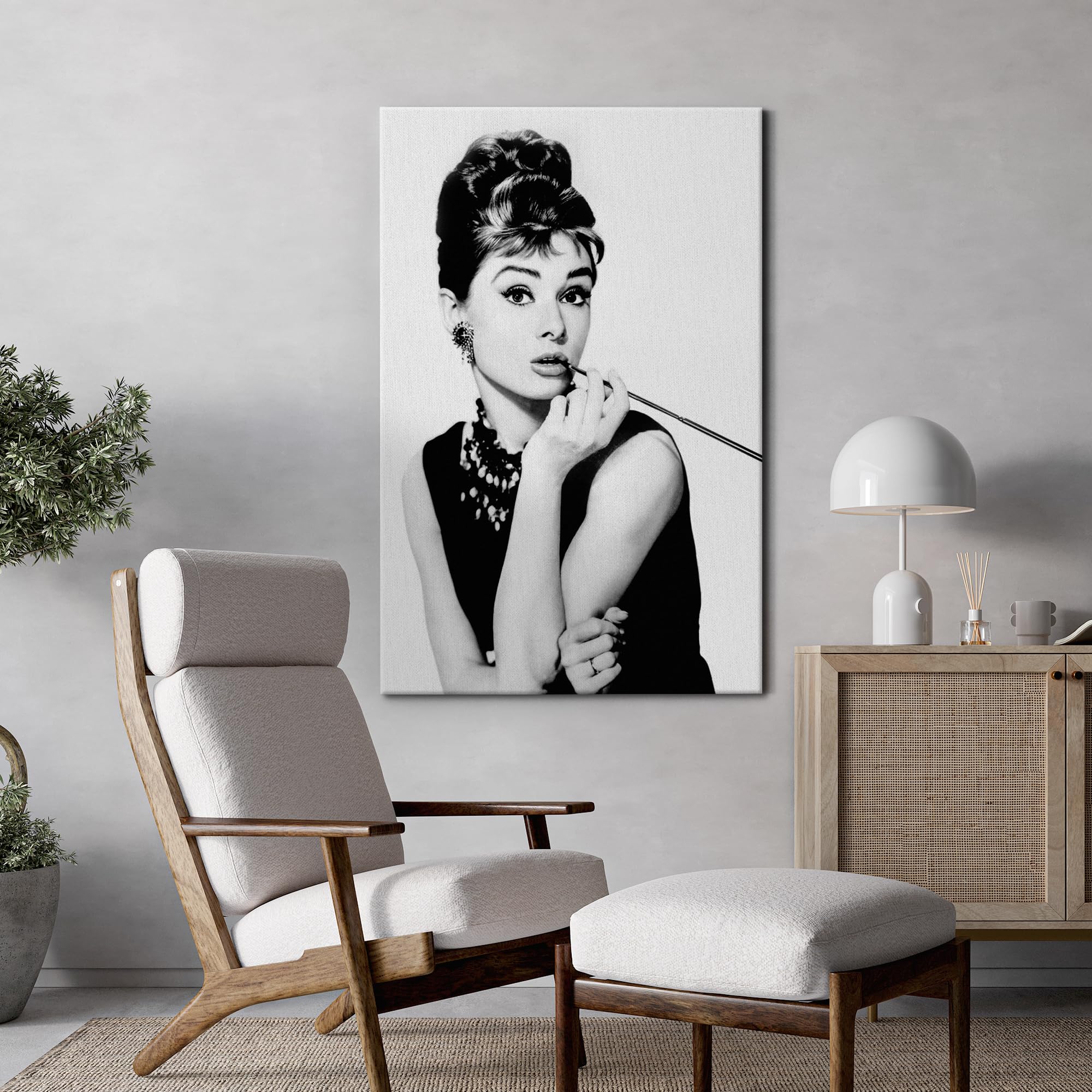 Wall26 Canvas Print Wall Art Audrey Hepburn Black & White Classic Portrait Celebrities Pop Culture Photography Realism Vintage R