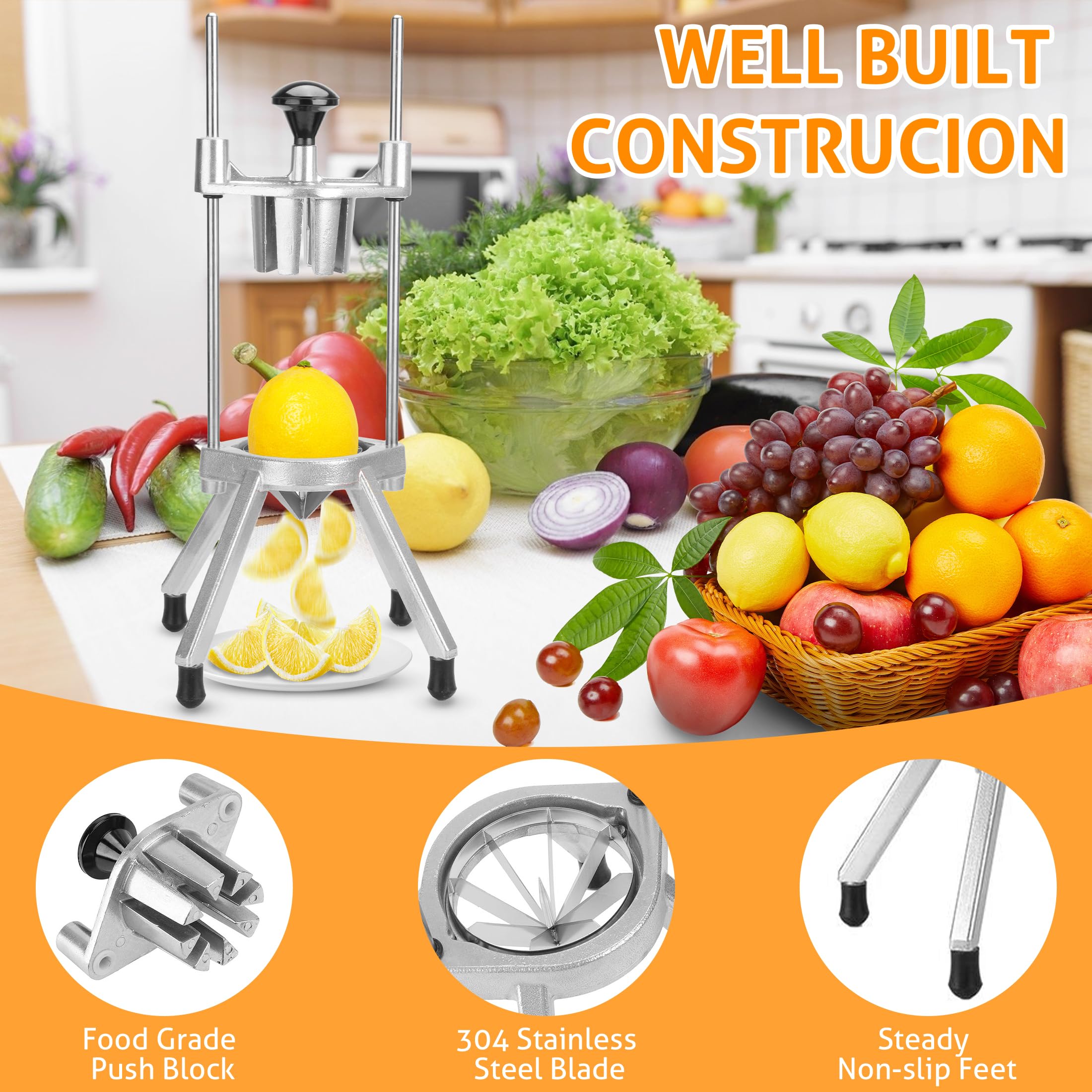 Wichemi Commercial Easy Wedger 8 Section Lemon Slicer Lemon Cutter Commercial Fruit Cutter Slicer Lime Cutter Orange Slicer Comm