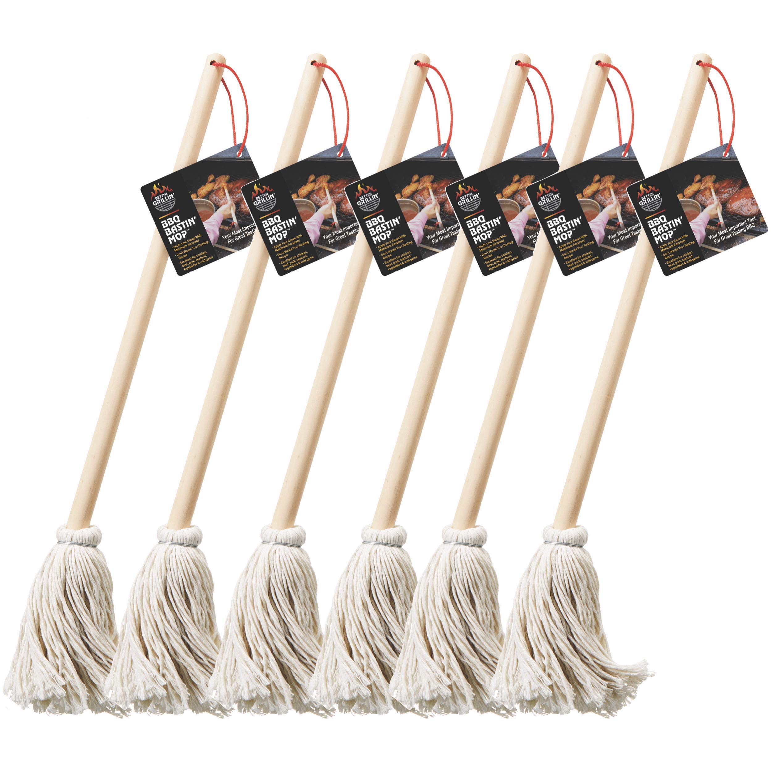 Better Grillin Bbq Bastin Mop Basting Barbecue Brush/Mop Easily Applies Marinades, Sauces, Washes Out, 16In Handle, 6Pk