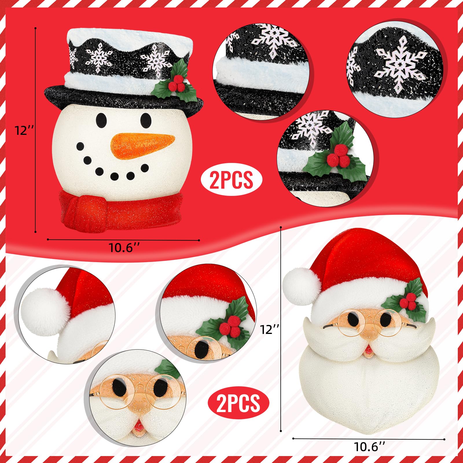Mudder 4 Pcs Christmas Porch Light Covers Christmas Outdoor Hanging Decorations Flexible Outdoor Light Cover for Winter Xmas Por