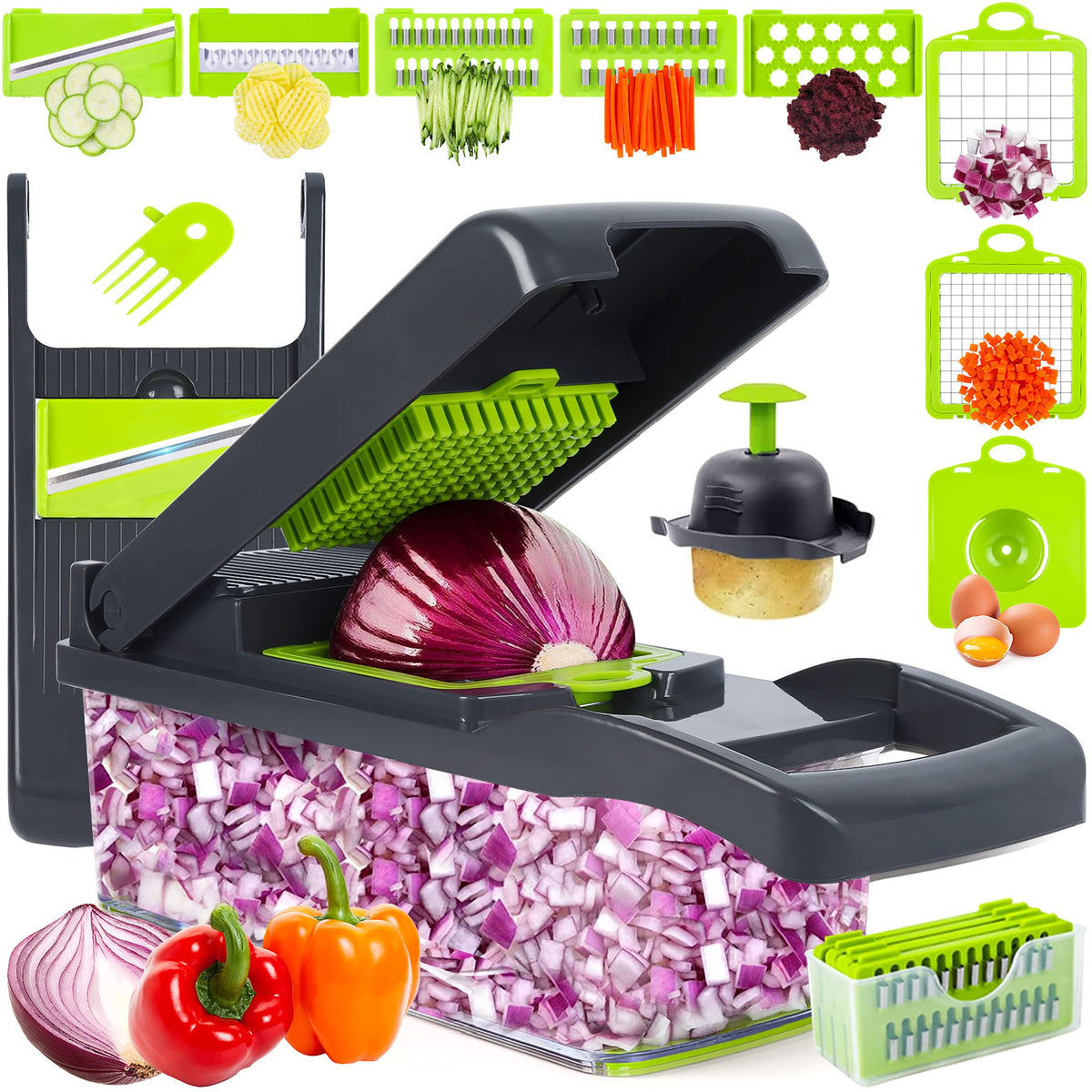 Vegetable Chopper, Onion Chopper, Mandolin Slicer,Pro 10 In 1Professional Food Choppermultifunctional Vegetable Chopper And Slic
