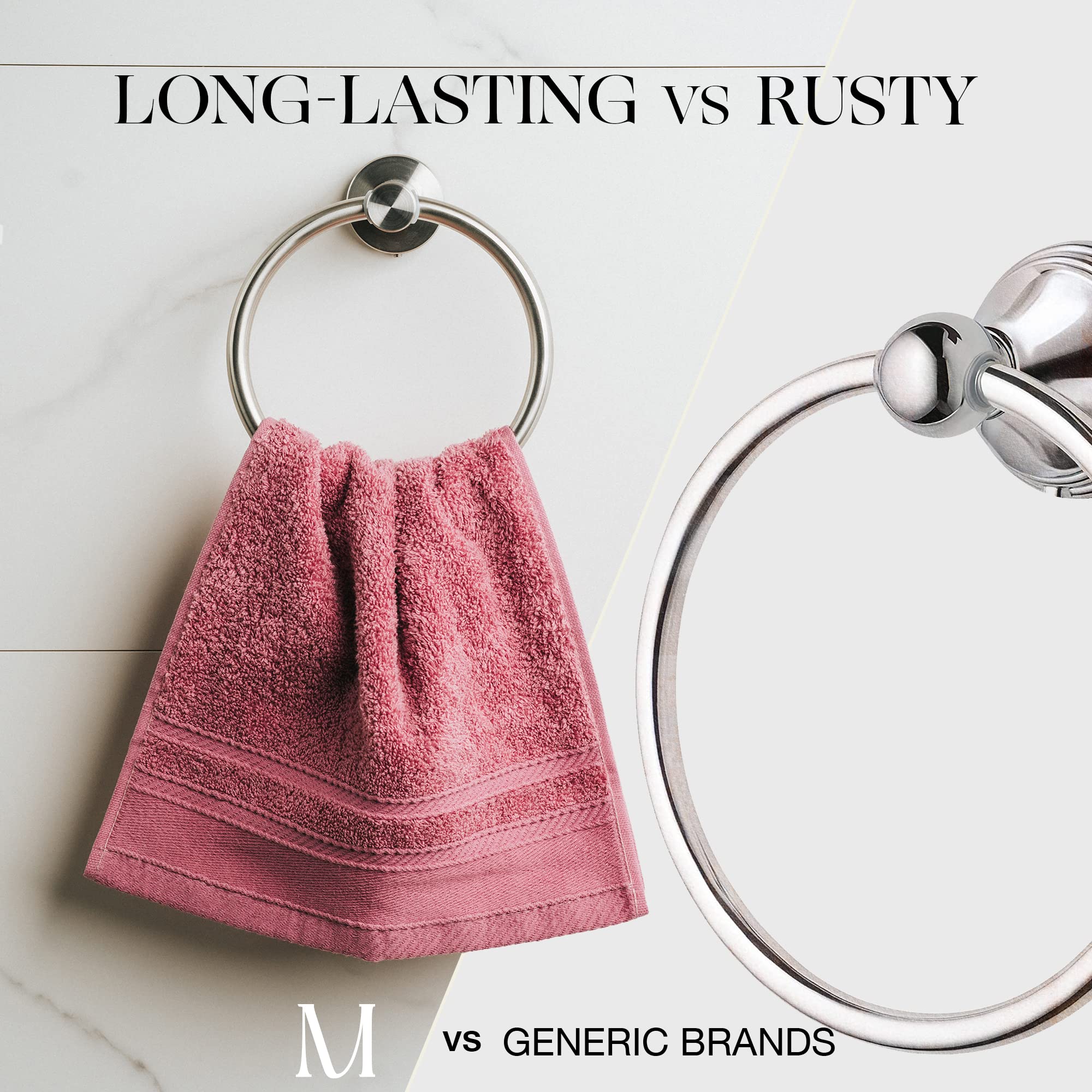 Marmolux Acc Brushed Towel Ring for Bathroom - Hand Towel Holder for Bathroom Wall - SUS304 Stainless Steel Bathroom Towel Rack Hardware Set.