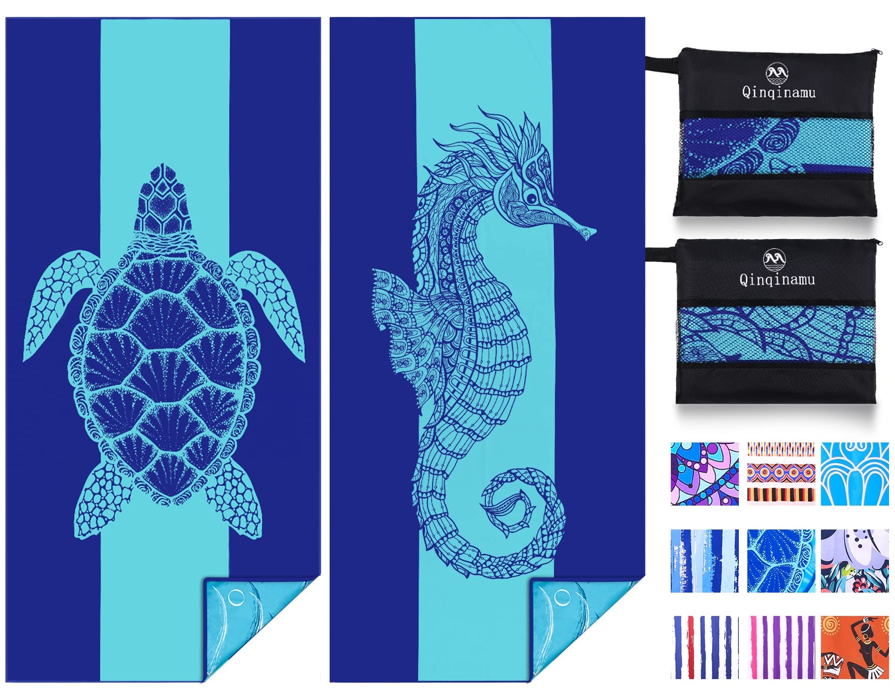2 Pack Microfiber Lightweight Beach Towel 71''X32'' Oversized Extra Large Thin Sand Free Towels Travel Swim Pool Yoga Gym Campin