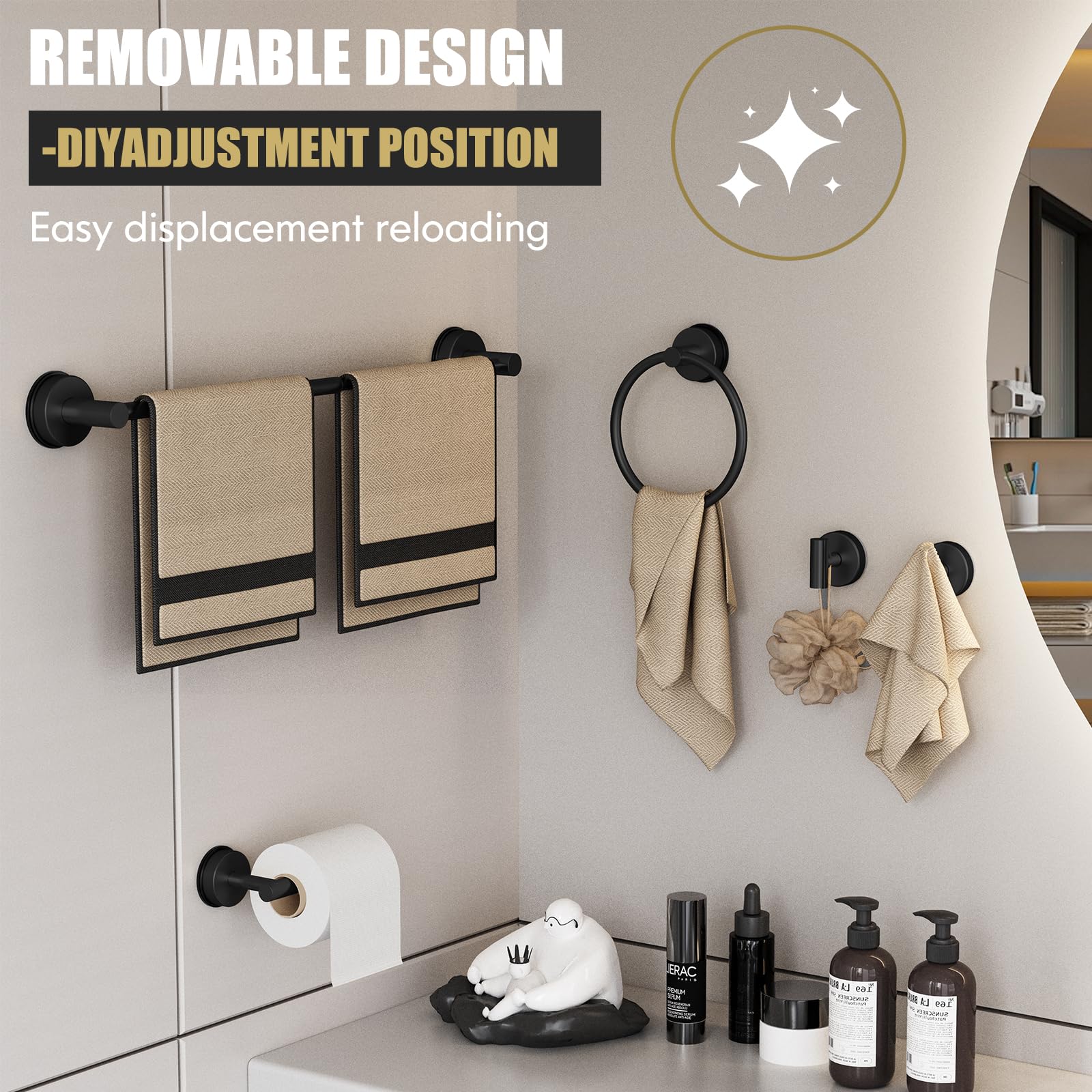 Bkv Suction Cup Toilet Paper Holder,Sus 304 Stainless Steel Toilet Paper Holder Wall Mount For Bathroom,Kitchen-Matte Black