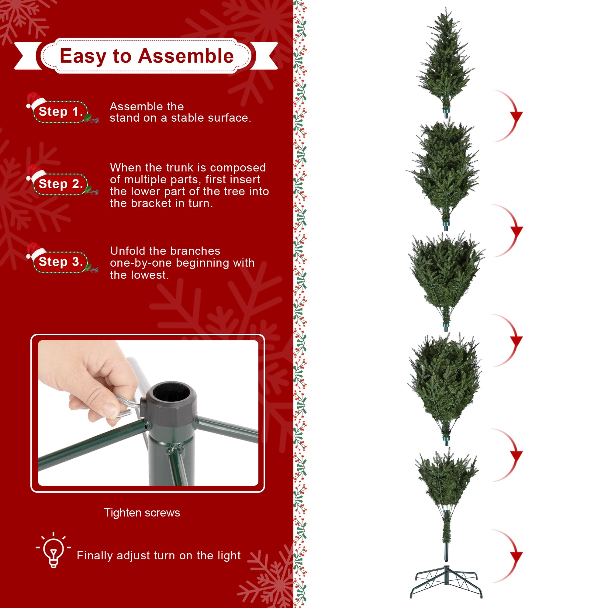 Glitzhome 11ft Pre-Lit Christmas Tree,Hinged Slim Artificial Xmas Tree,Radiant Evergreen Fir with 850 Warm White/Multi-Color LED