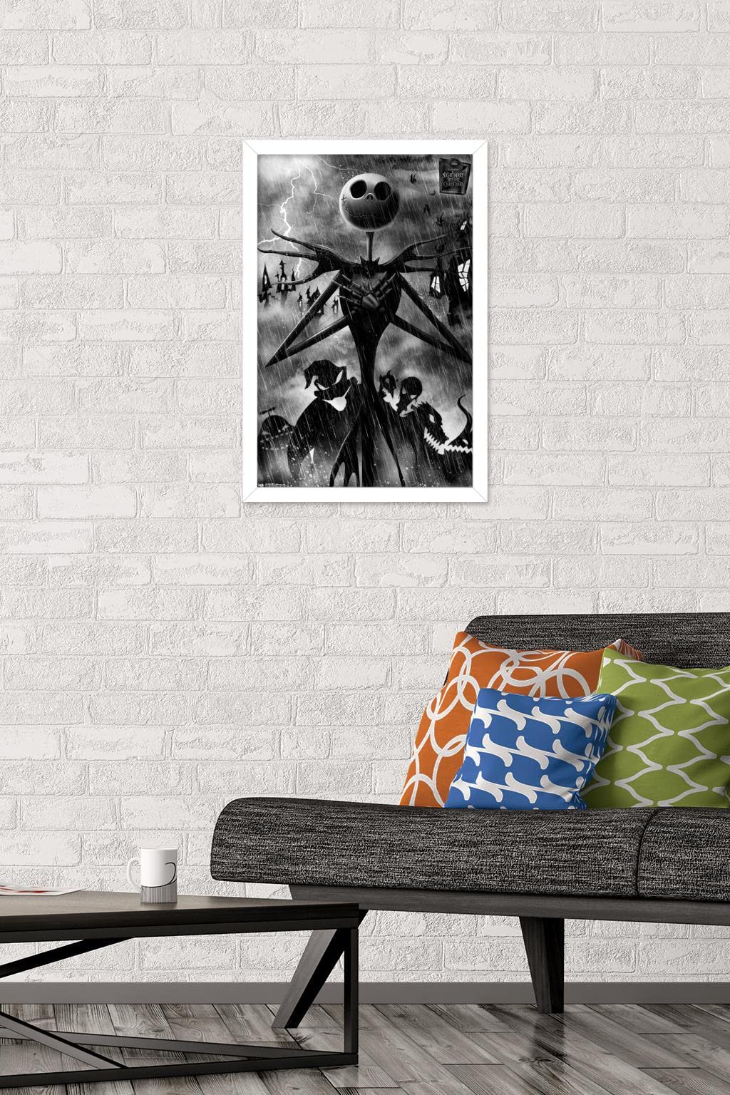 Trends International Disney Tim Burton'S The Nightmare Before Christmas-Shadows Wall Poster, 14.725'' X 22.375'', White Framed V