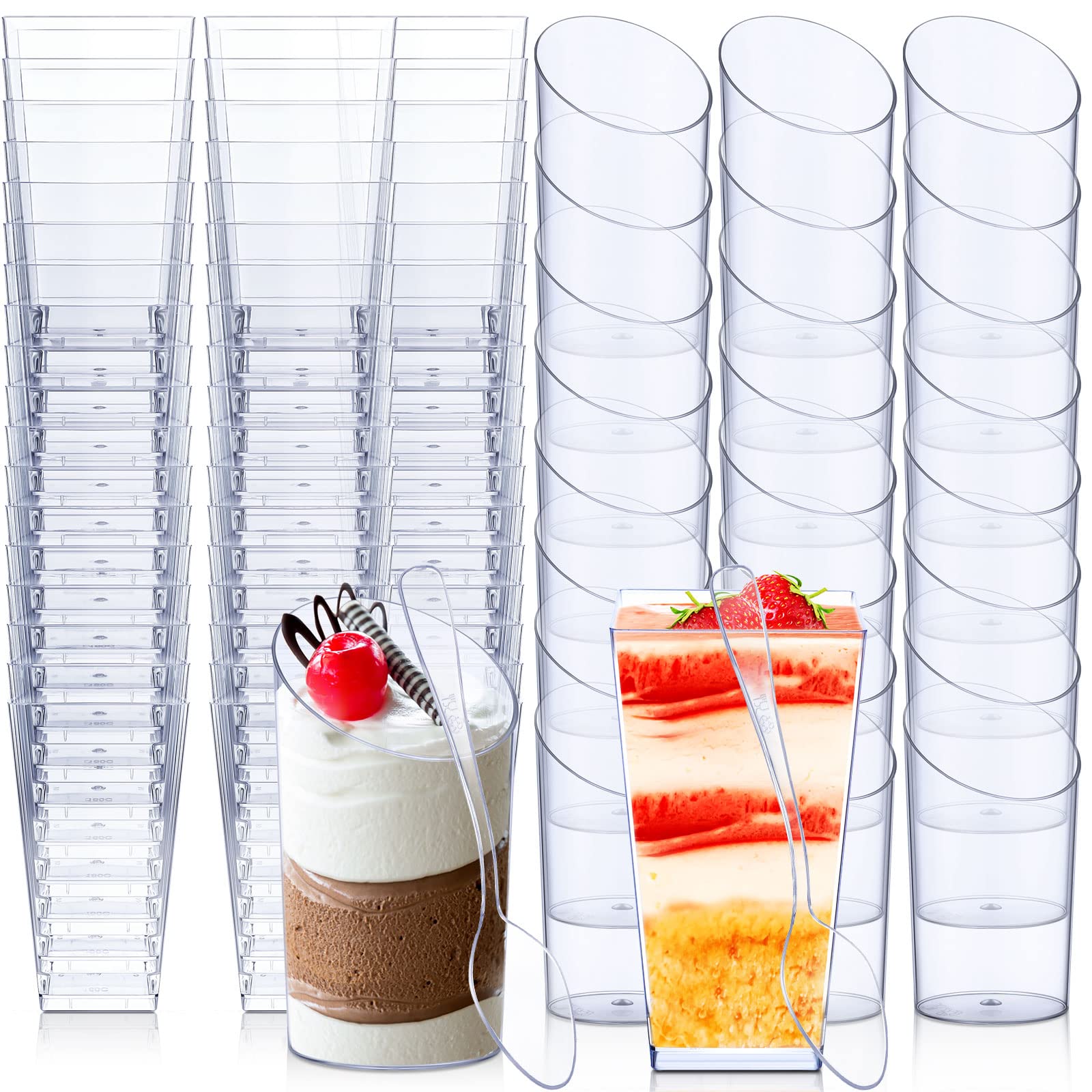 Nuogo 200 Pcs Mini Dessert Cups with Spoons, Clear