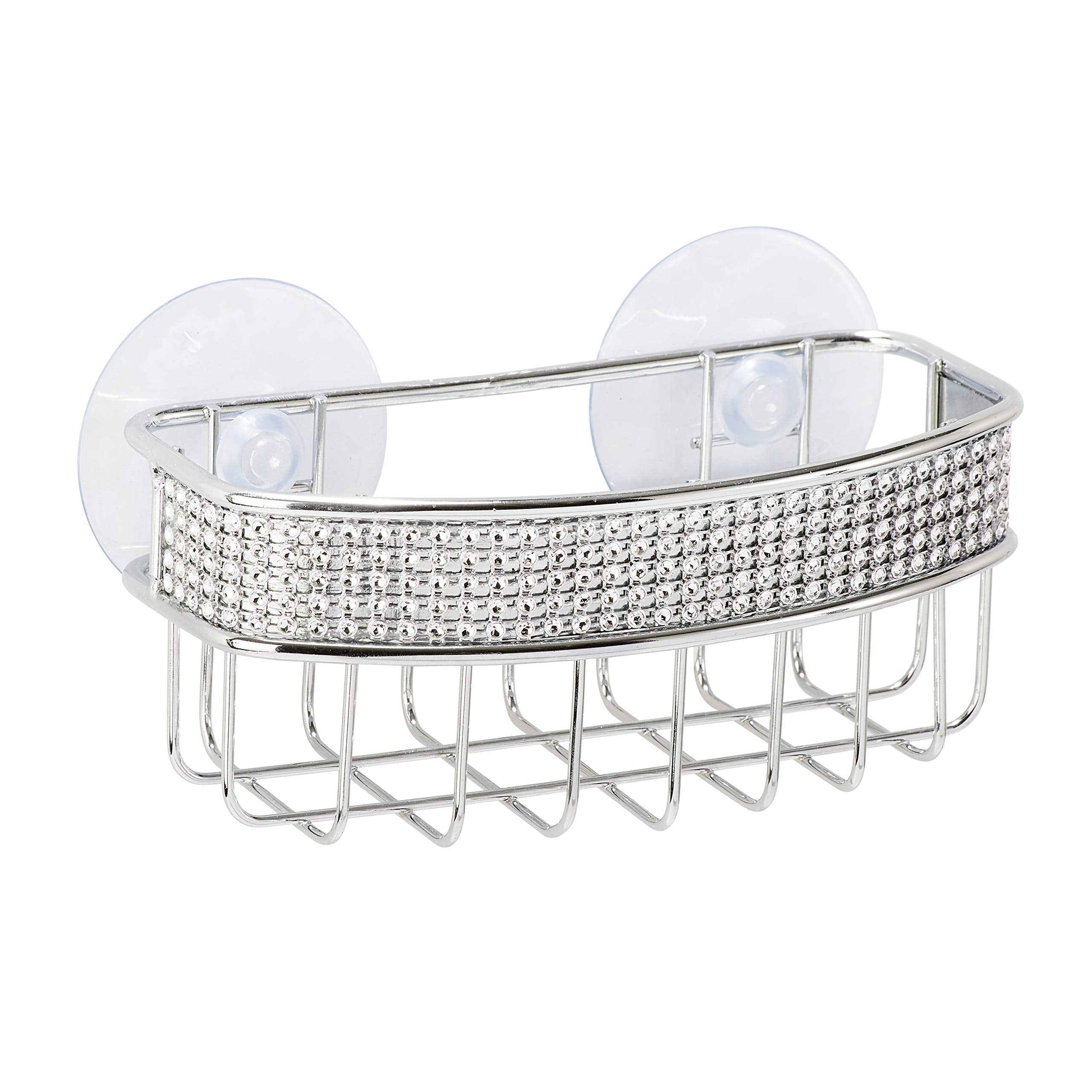 Kitchen Details Pave Diamond Sponge Holder | Suction Cup Mount | Holds 1 Sponge | Open Wire Water Draining | Chrome