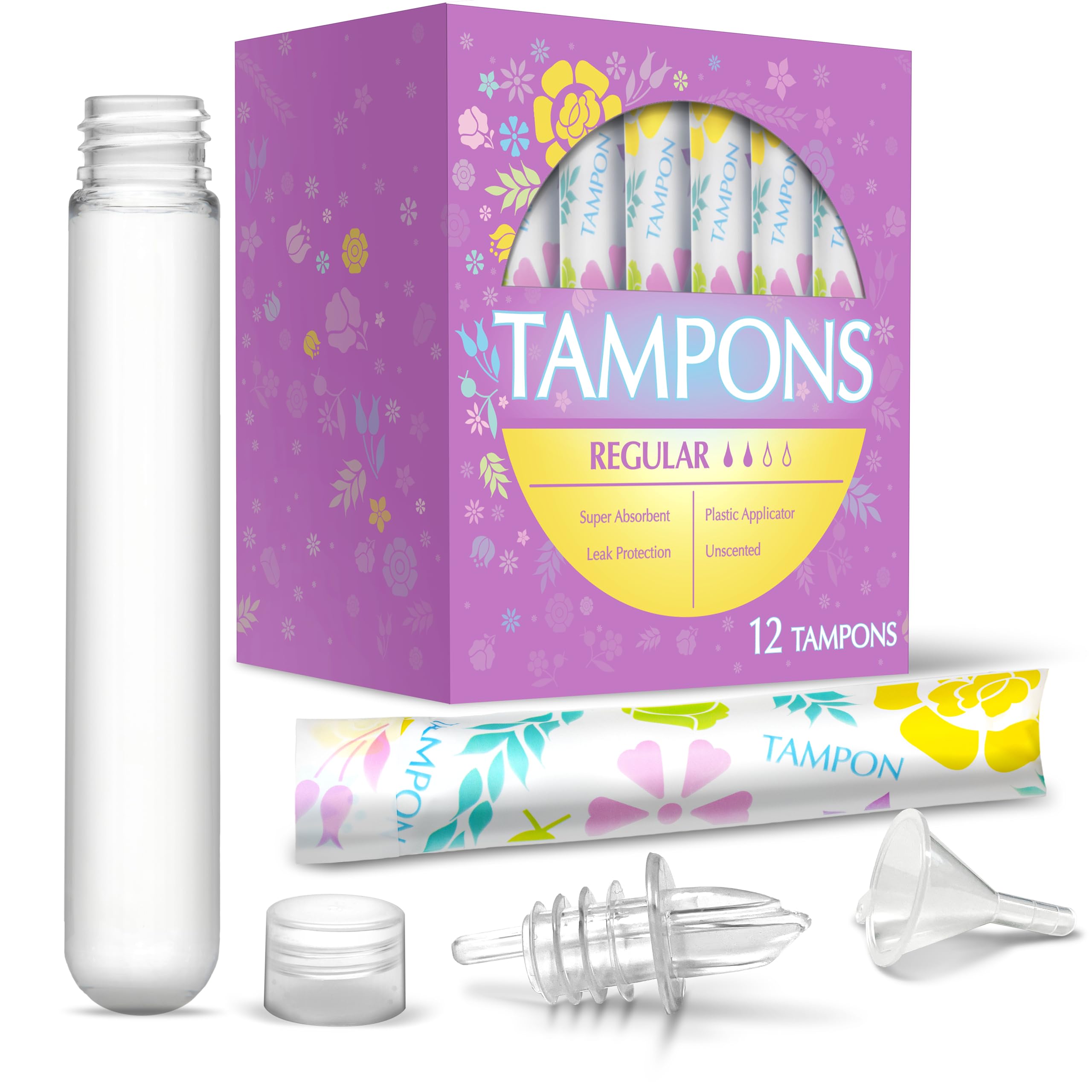 GoPong Tampon Flasks 12 Pack (18 oz Total) - Hidden Alcohol Travel Flasks for Women - Secret Liquor Containers for Nightclubs, Festivals, Cruises, and Sports Events – Includes Funnel & Spout-New Condition