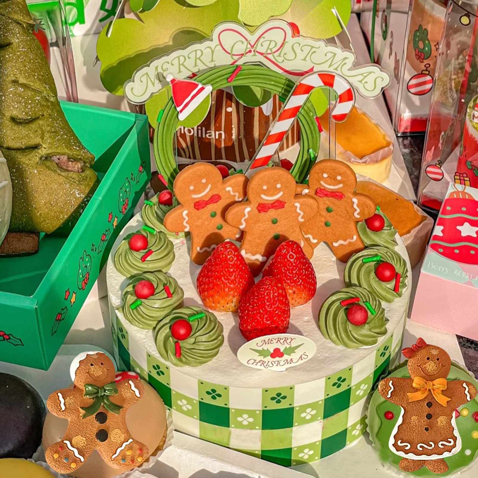 6 Pcs Christmas Fondant Molds, Gingerbread Man Chocolate Candy Silicone Mold, Kitchen Baking Cake Decorating Mold For Cupcake To