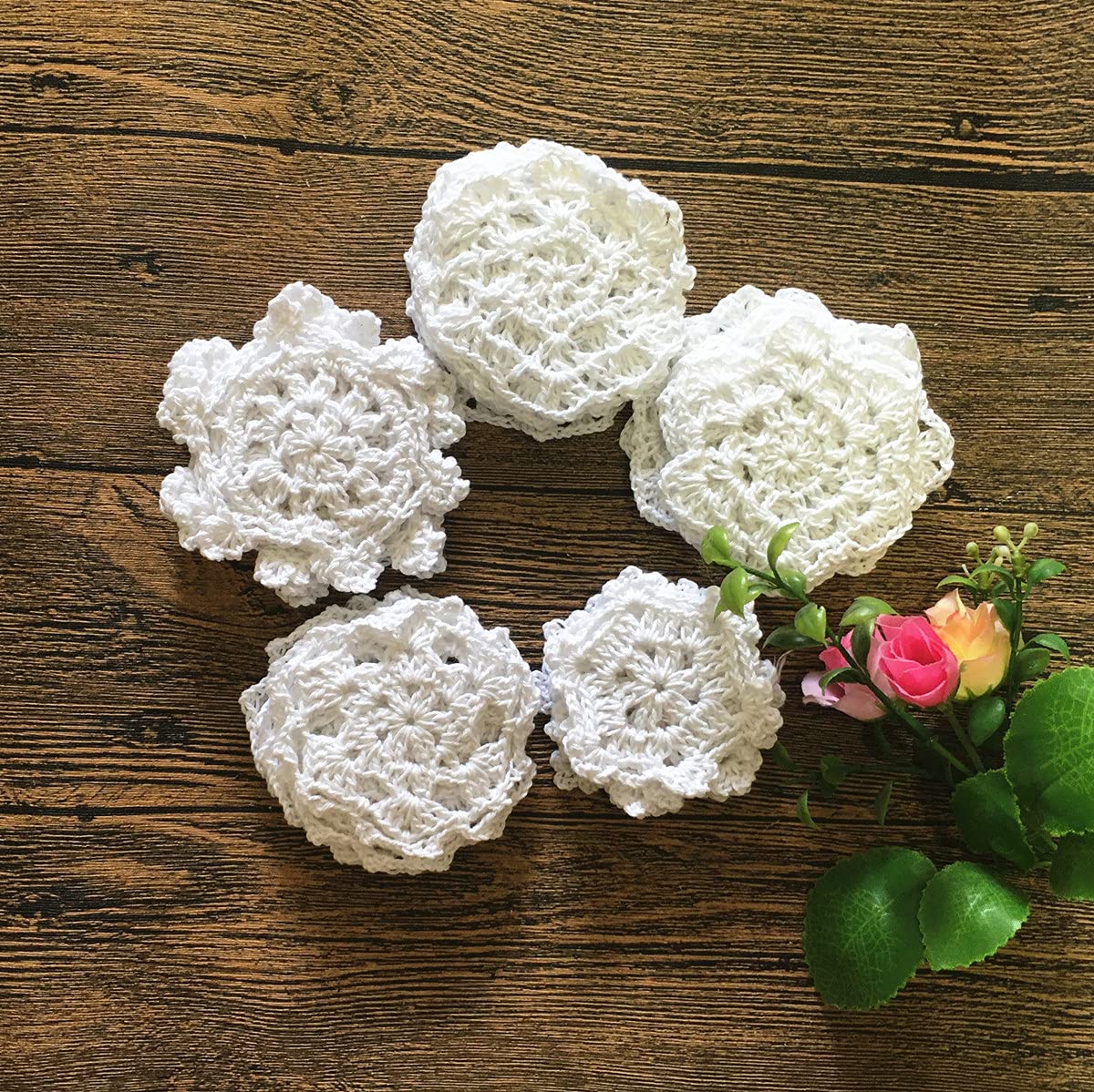 Mindplus Set Of 30 Small Hand Crochet Doilies Cotton Crocheted Lace Doilies Crochet Snowflakes Christmas Ornaments Doilies 2.5-3