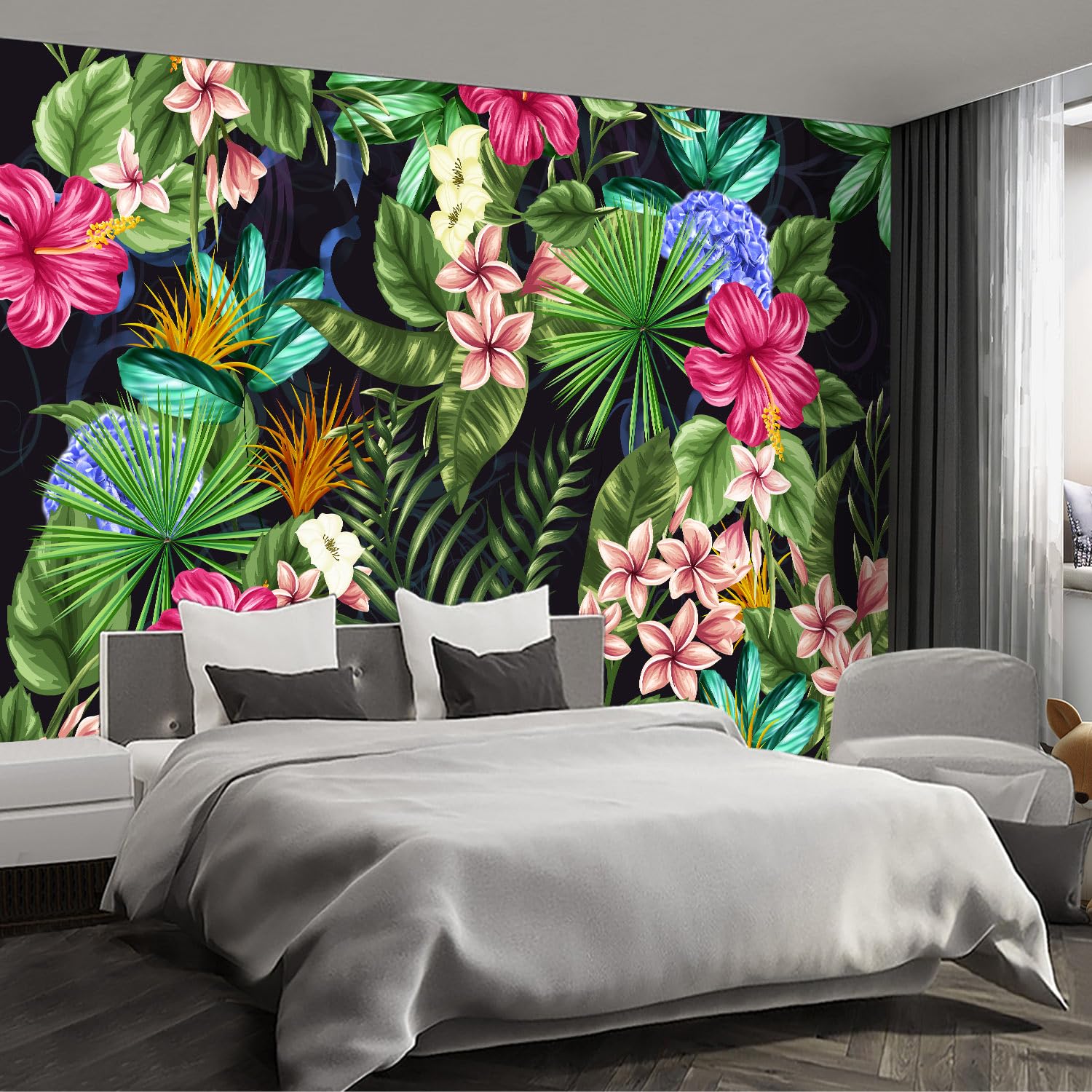 Fightal - Floral Large wall murals Peel and Stick self Adhesive Flowers Wallpaper for Bedroom Living Room - 108x157