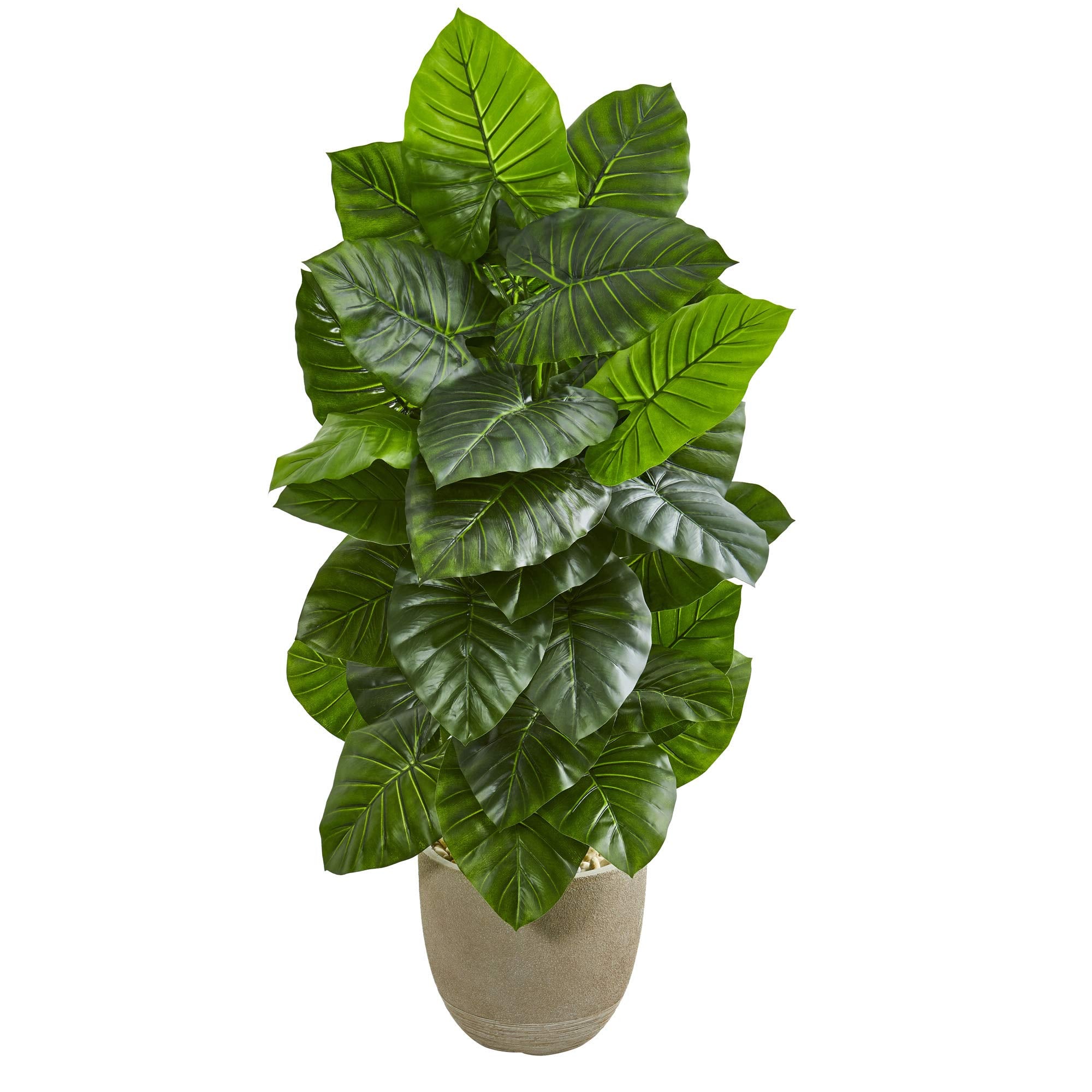 Nearly Natural 53-in. Taro Artificial Sand Stone Planter Silk Plants, Green