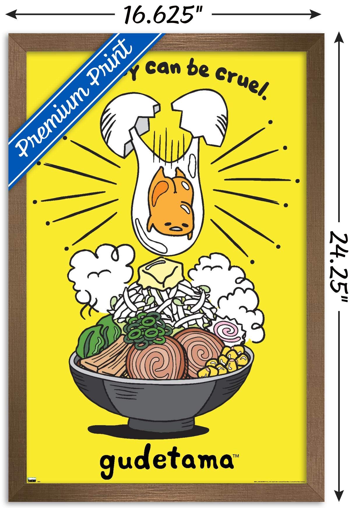 Trends International Gudetama - Gravity Wall Poster, 14.725'' X 22.375'', Bronze Framed Version