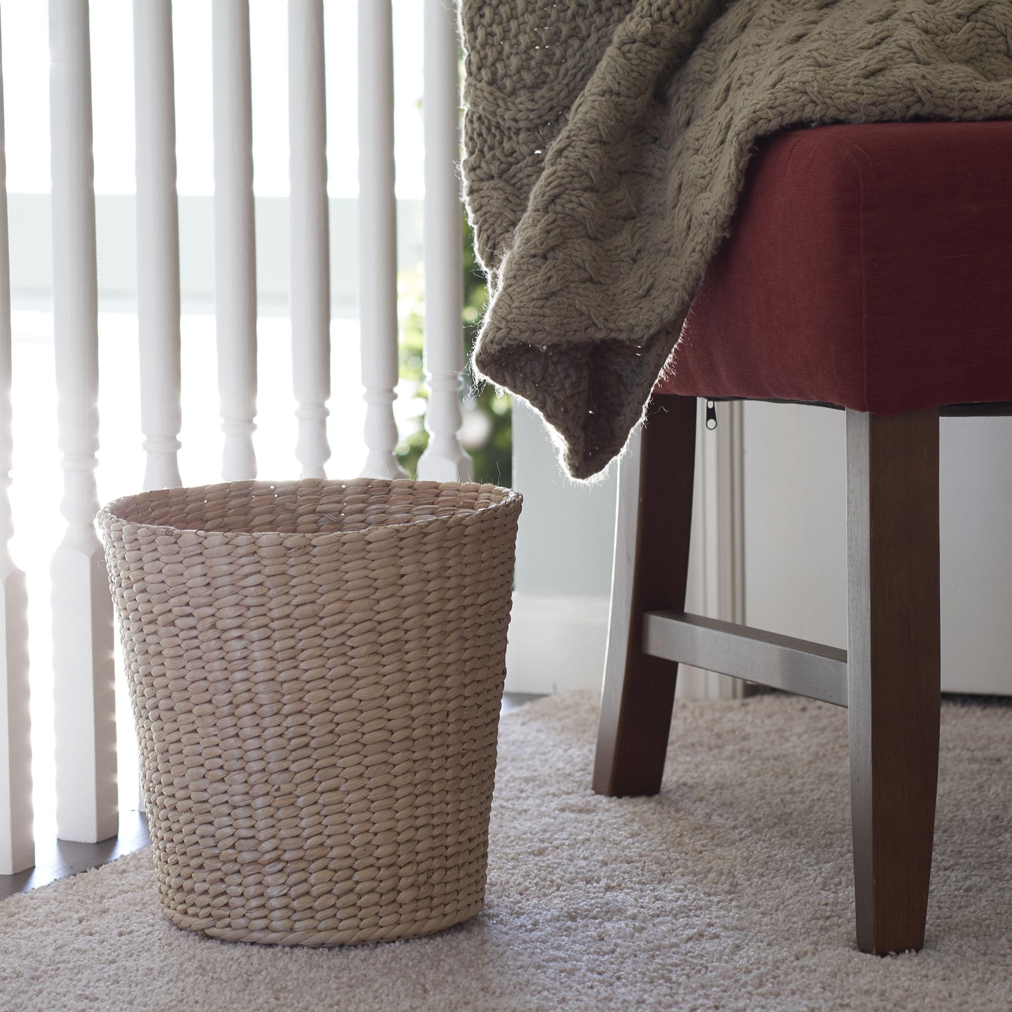Household Essentials Ml-6634 Cattail And Paper Waste Basket, Cream, Tan