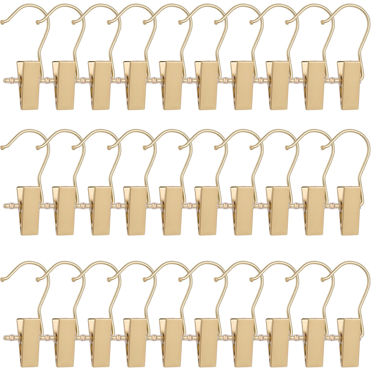 Bewishome 30 Pcs Gold Boot Hangers For Closet, Laundry Hooks With Clips, Boot Hanging Hold Clip, Clothes Pins, Space Saving Port