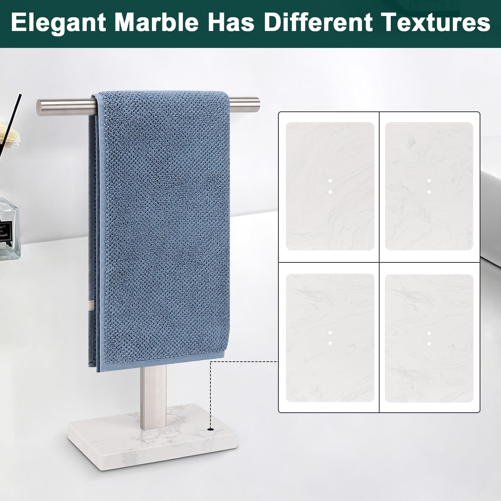 Bathace Hand Towel Holder, T-Shape Hand Towel Stand For Bathroom, Stand Hand Towel Rack Free-Standing Towel Bar For Bathroom Kit