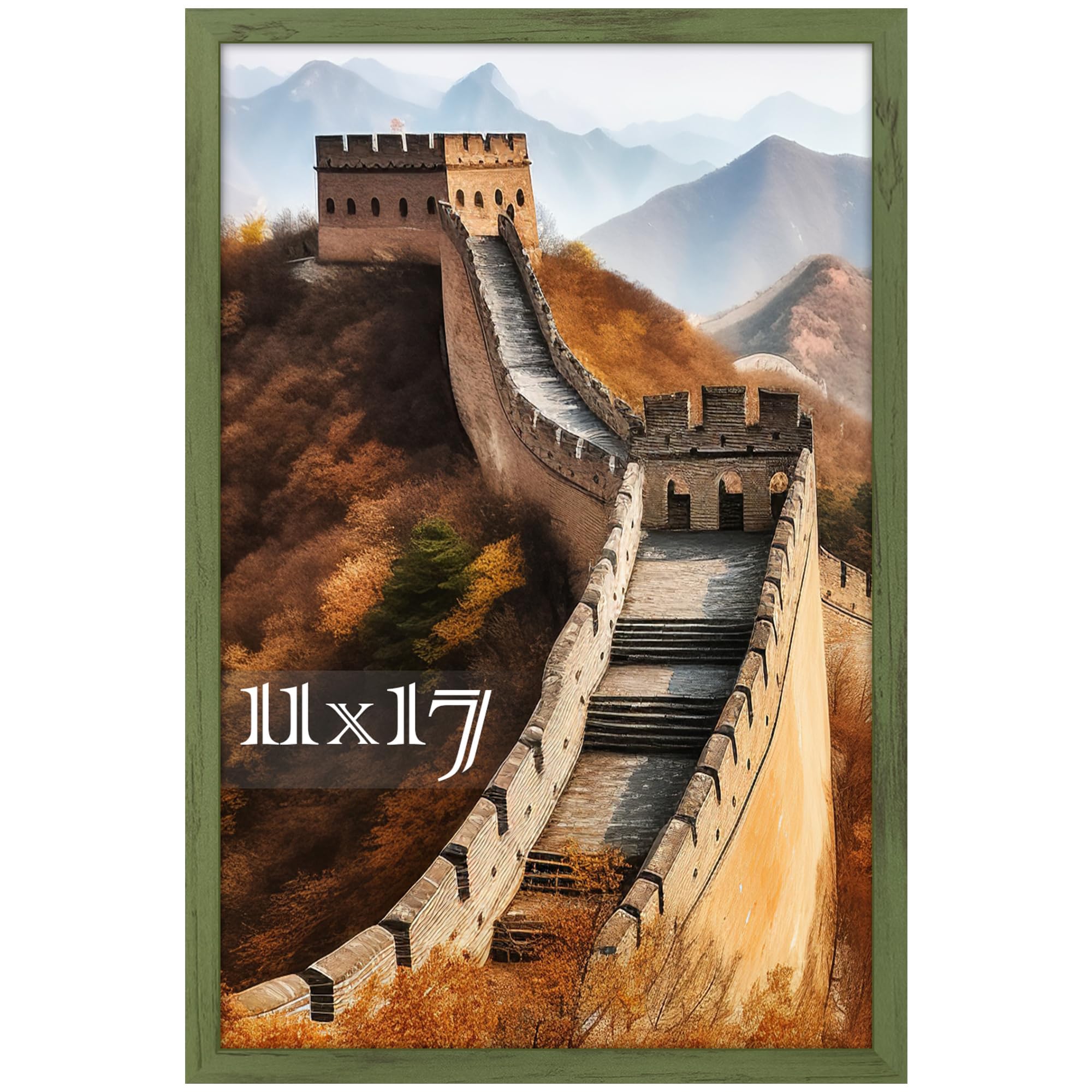 Picrit 11X17 Picture Frame, Photo Frame For Wall Mounting Display, Green Wood Grain