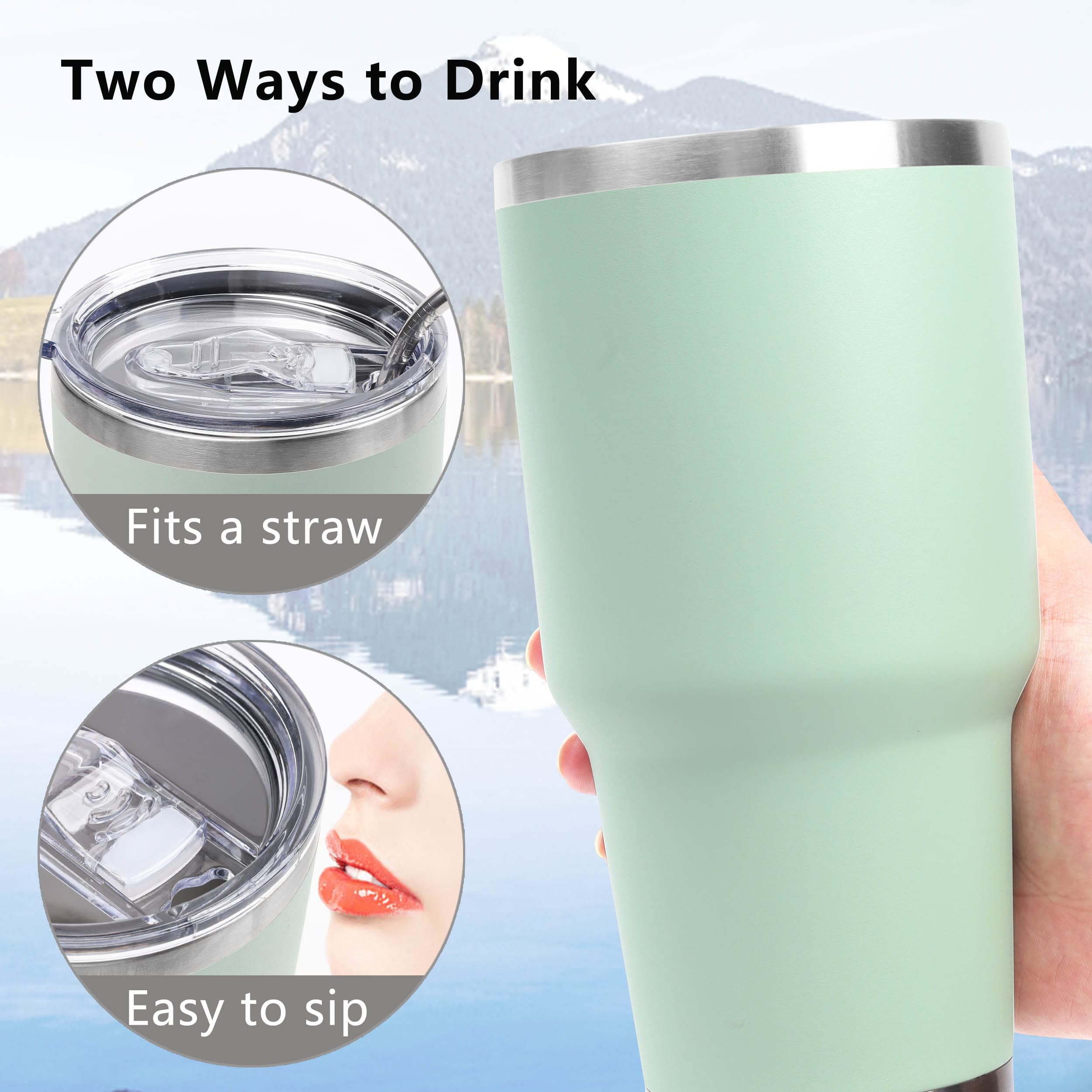 Toopify 30 Oz Stainless Steel Insulated Tumbler Travel Mug With Straw Slider Lid, Cleaning Brush, Double Wall Vacuum