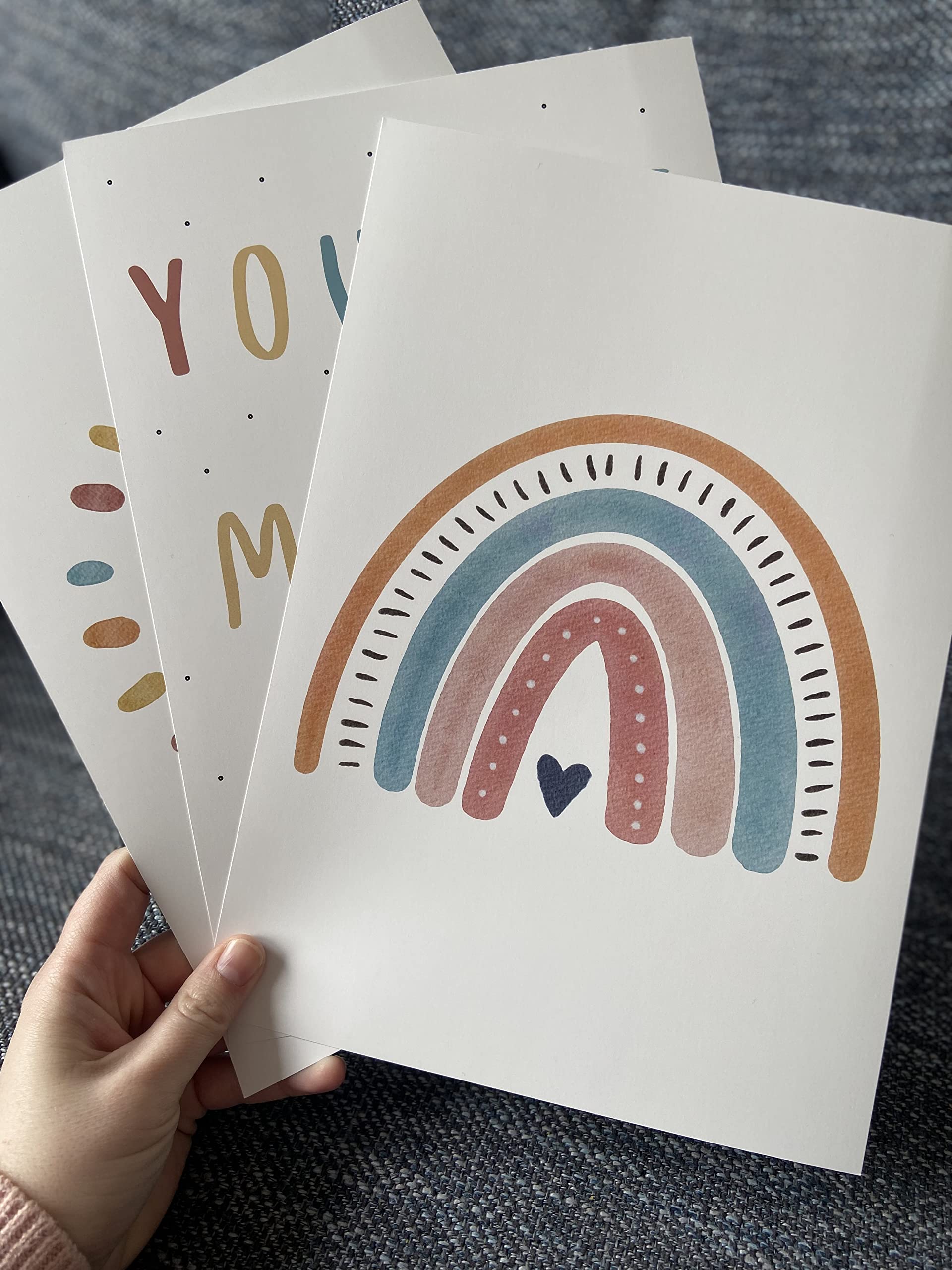 You Are My Sunshine Set Of 3 Unframed Poster Prints, Boho Rainbow Sun, Girls Boys Wall Art Home Decor, Playroom Bedroom Nursery,