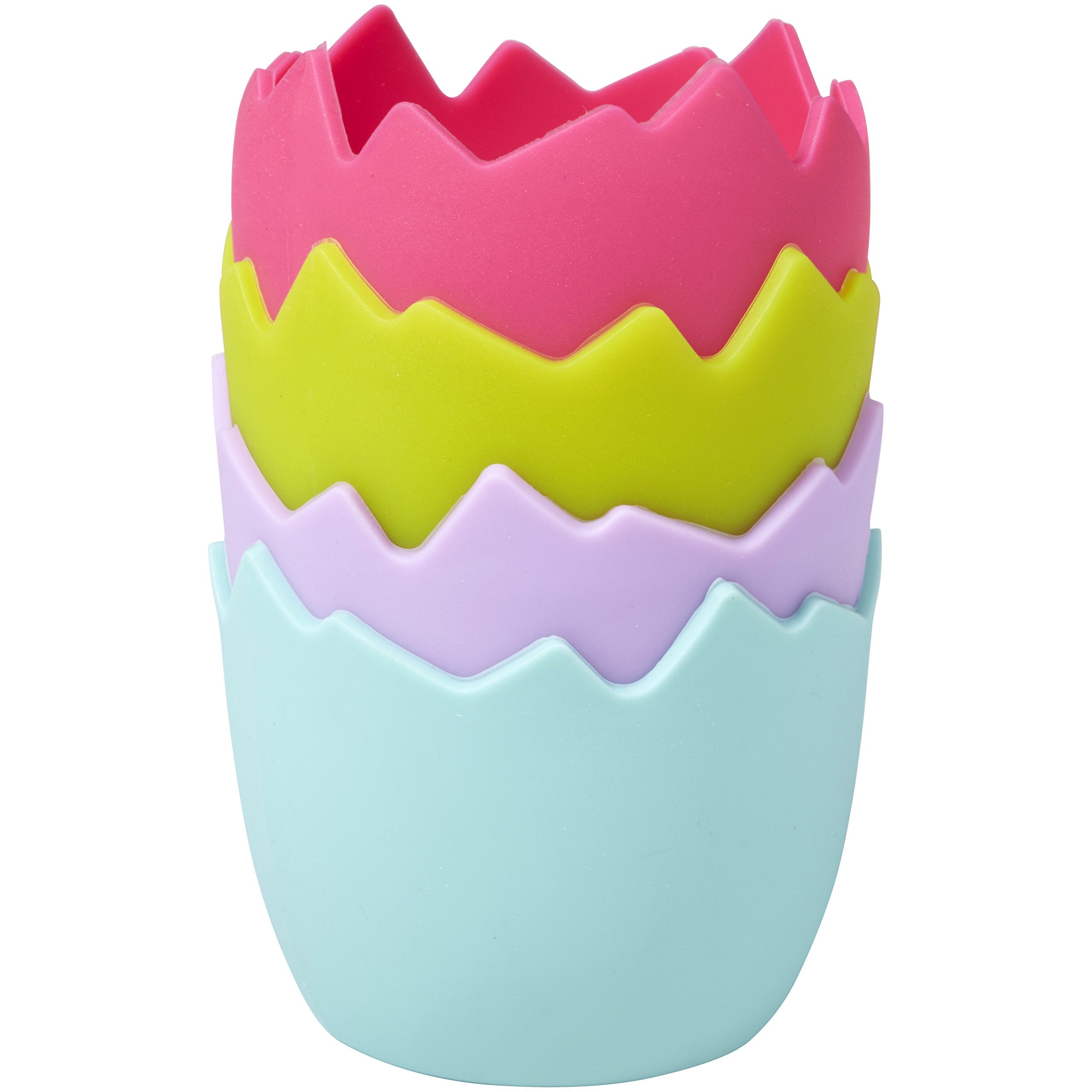 Wilton 4 Pieces Hatched Jumbo Silicone Treat Cup  7.5 x 7 cm  Multicolour