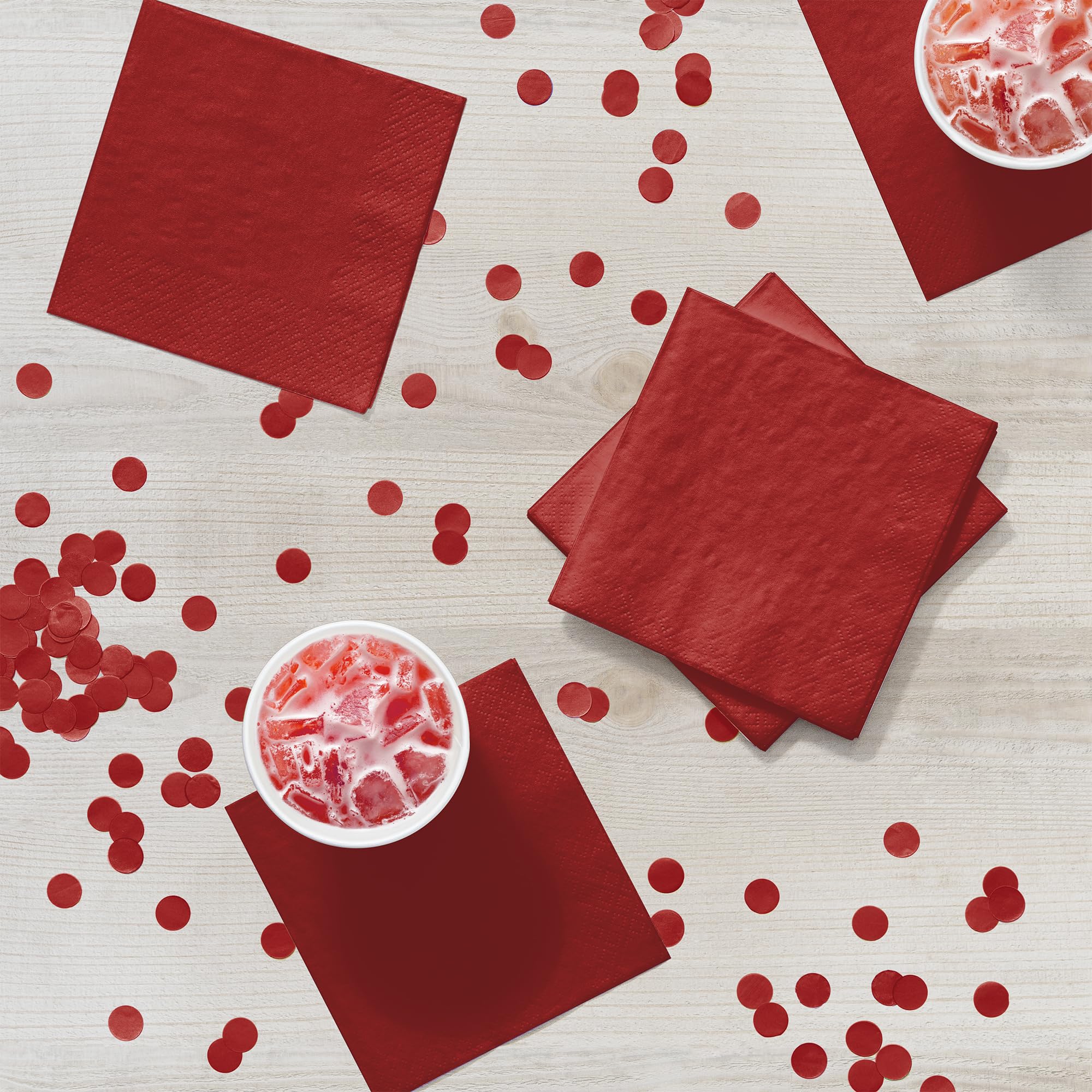 Creative Converting 200-Count Touch Of Color Paper Beverage Napkins, Classic Red