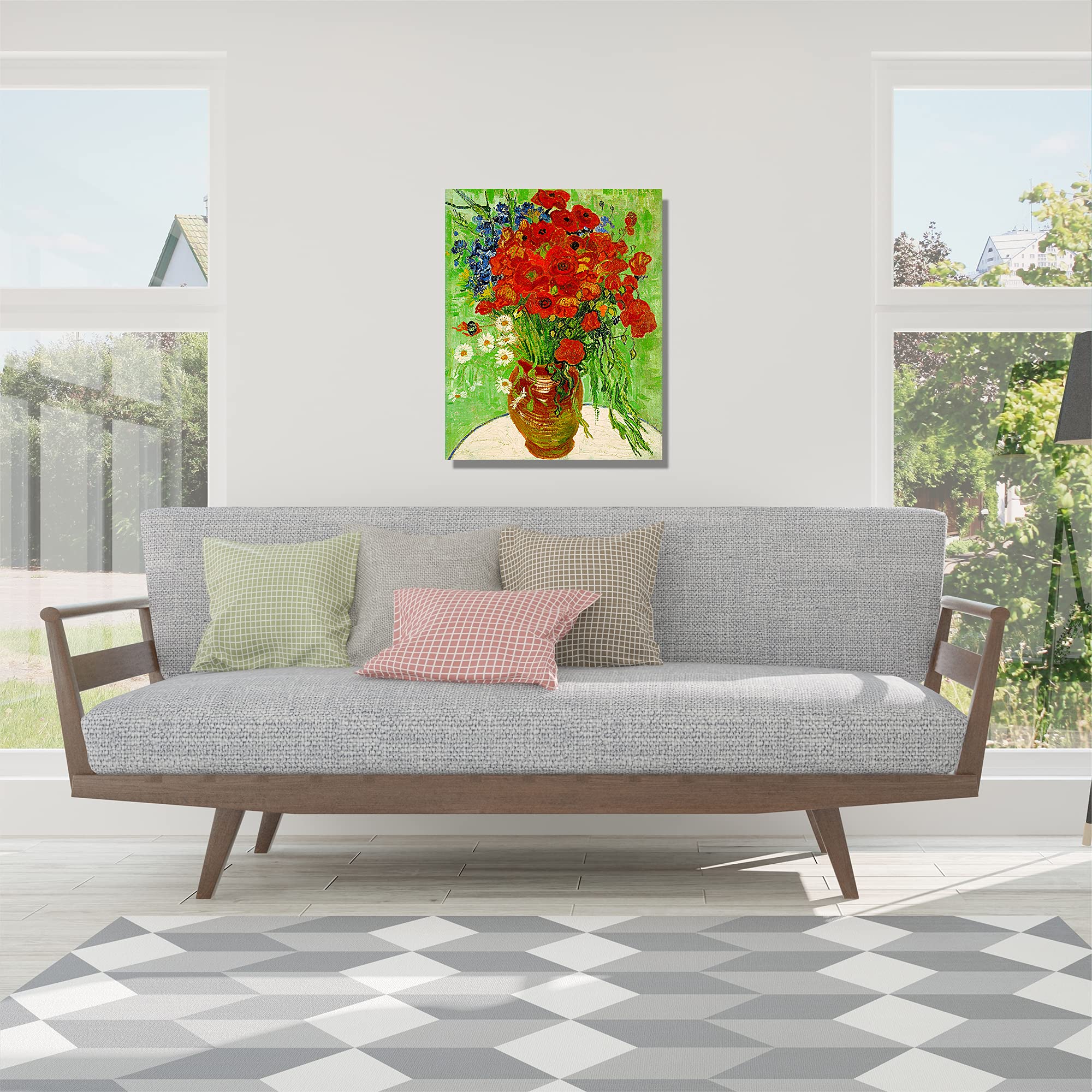 A&T ARTWORK Red Poppies and Daisies by Vincent Van Gogh. The World Classic Art Reproductions  Giclee Canvas Prints Wall Art for Home Decor 24x30 inches
