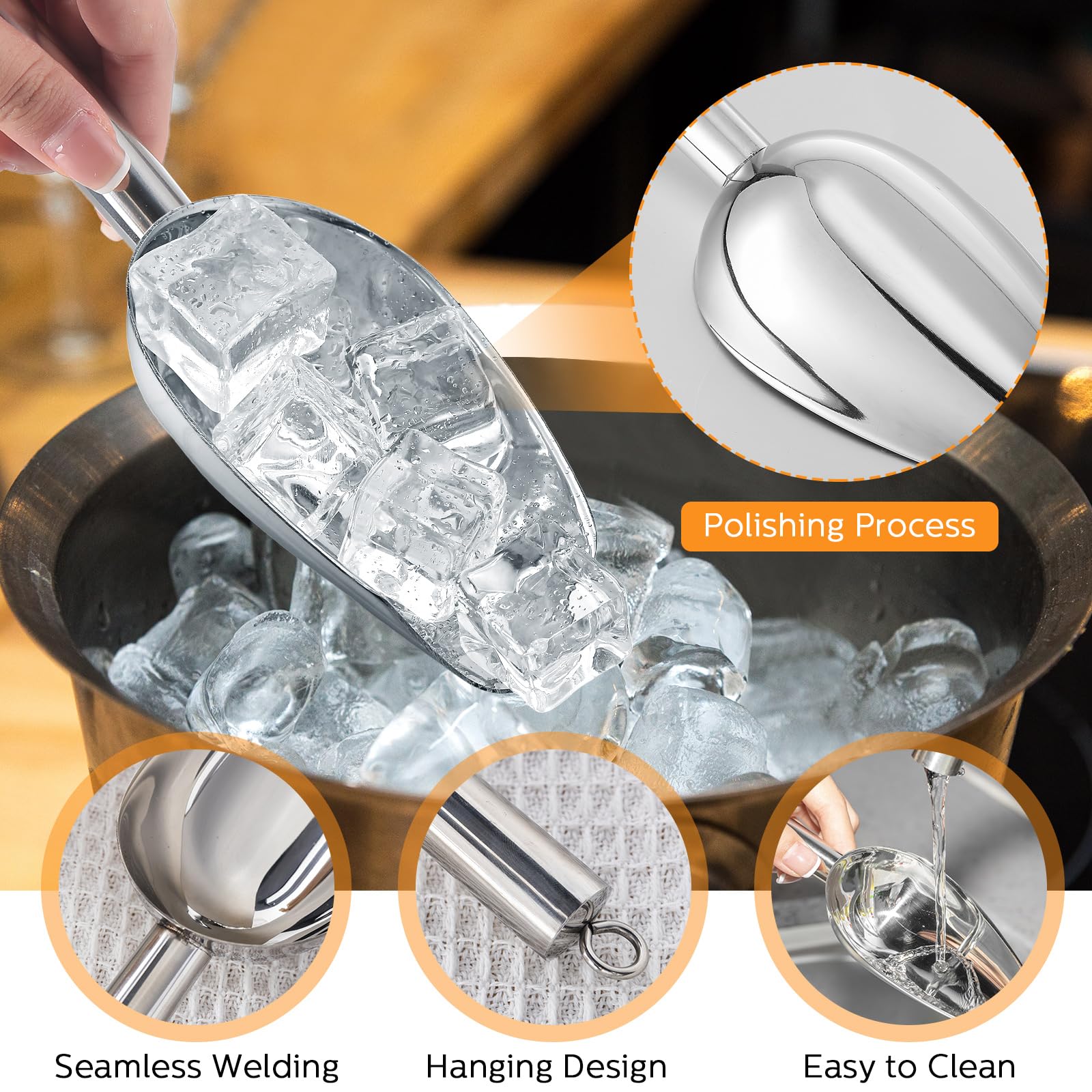 8 Pcs Metal Ice Scoop 6 Oz Stainless Steel Ice Scooper For Ice Maker Kitchen Freezer Bar Wedding Party Small Scoops For Pet Anim