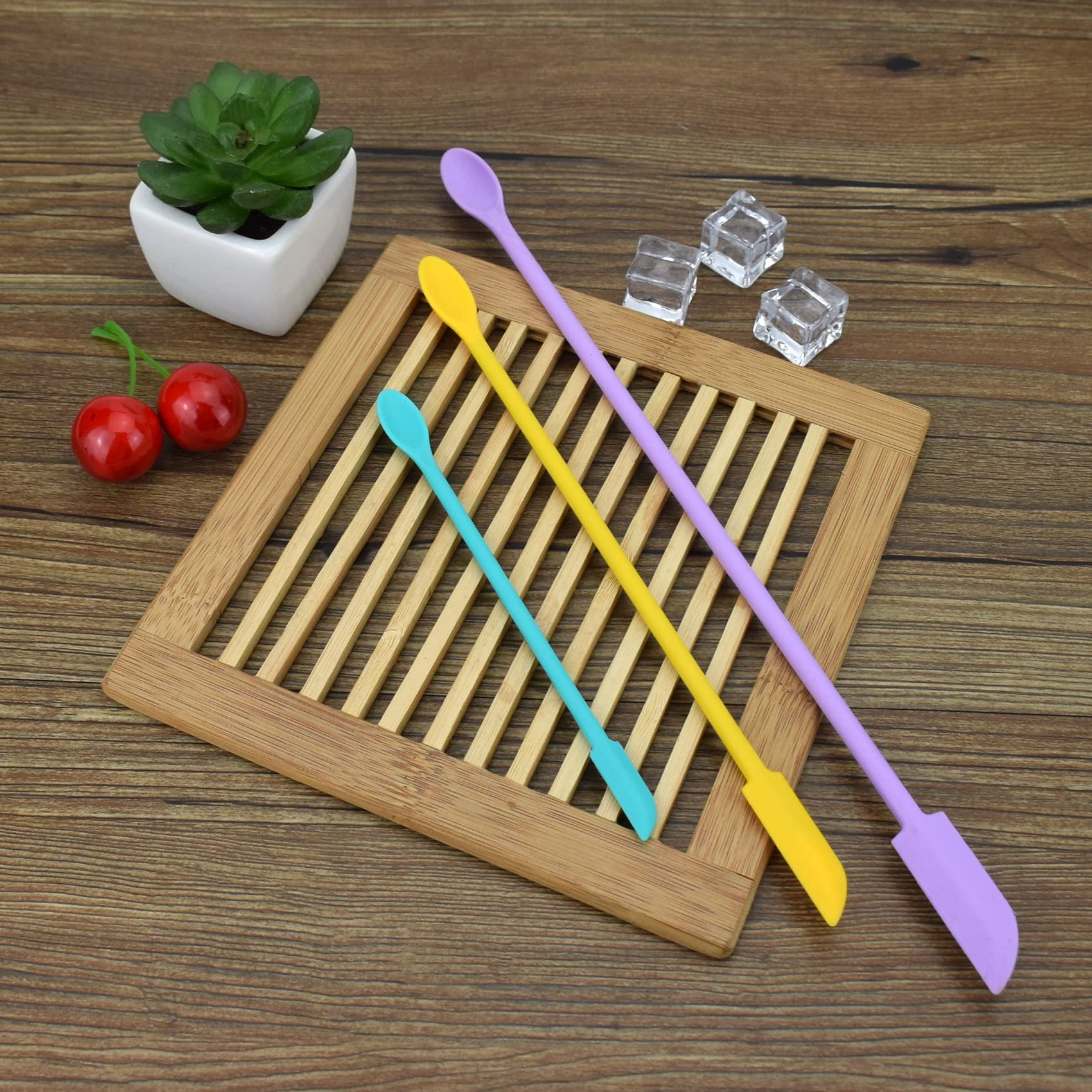 Mini Spatula 3Pcs Small Silicone Spatula Colorful Thin Spatula Jar Scraper Lotion Stirrer Set Food Grade For Kitchen And Beauty
