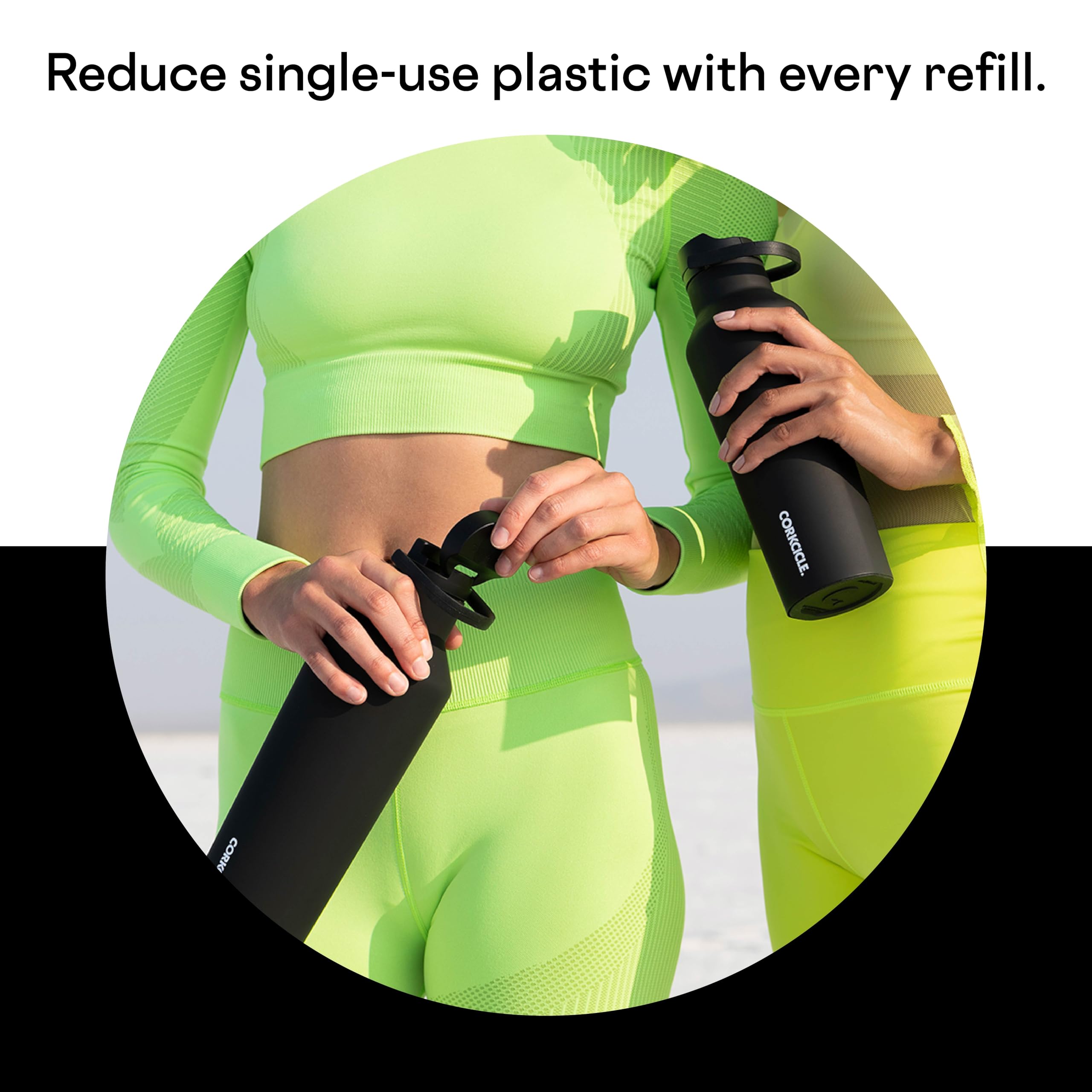 Corkcicle Sport Canteen Insulated Tumbler, Black, 32 Oz - Reusable Water Bottle Keeps Beverages Cold For 25 Hours & Hot 12 Hours
