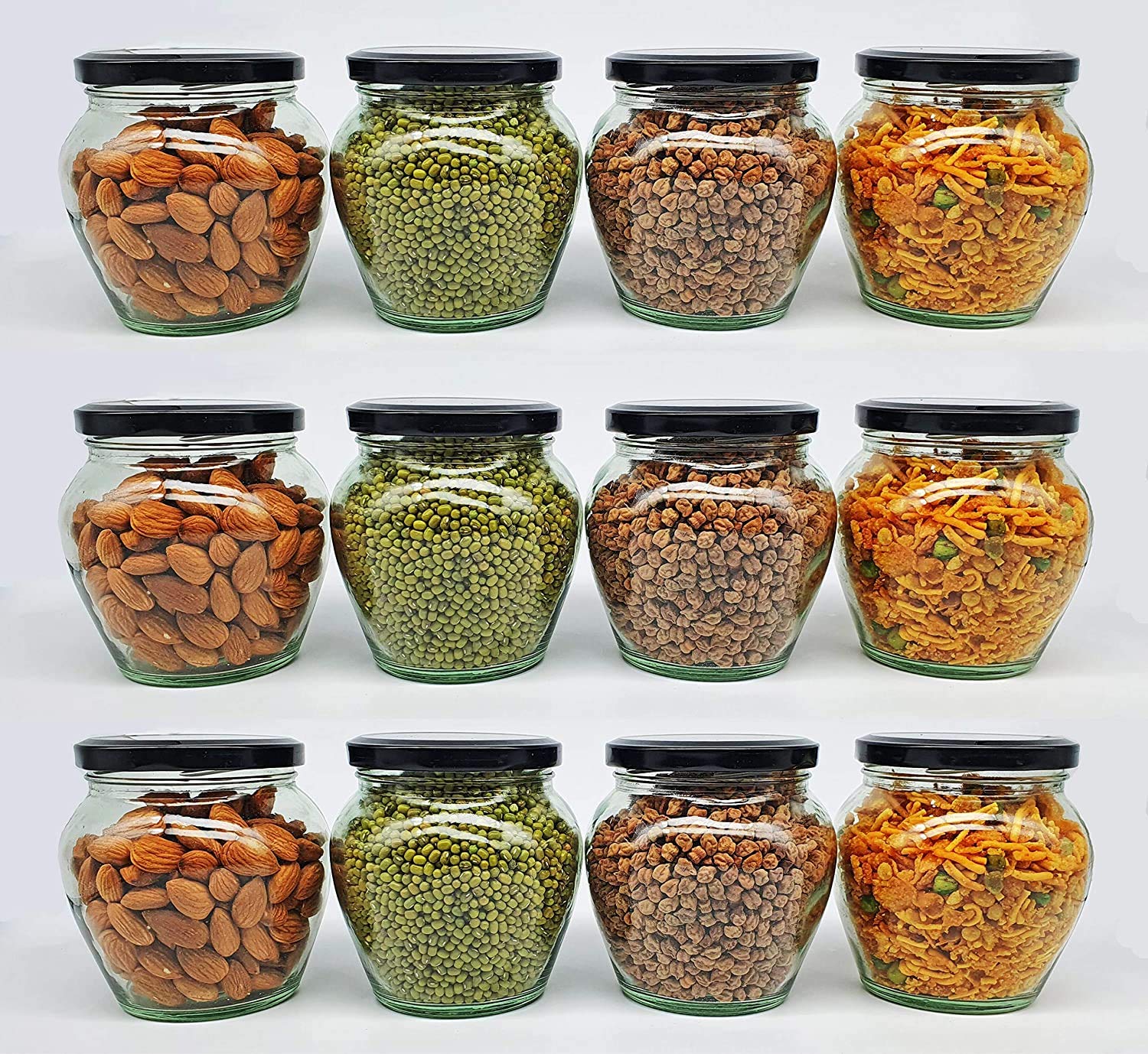Cotit Transparent Glass Jar And Container Air Tight Black Lid For Kitchen 400 Ml Mataki Glass Jar With Airtight Metal Lid (12)