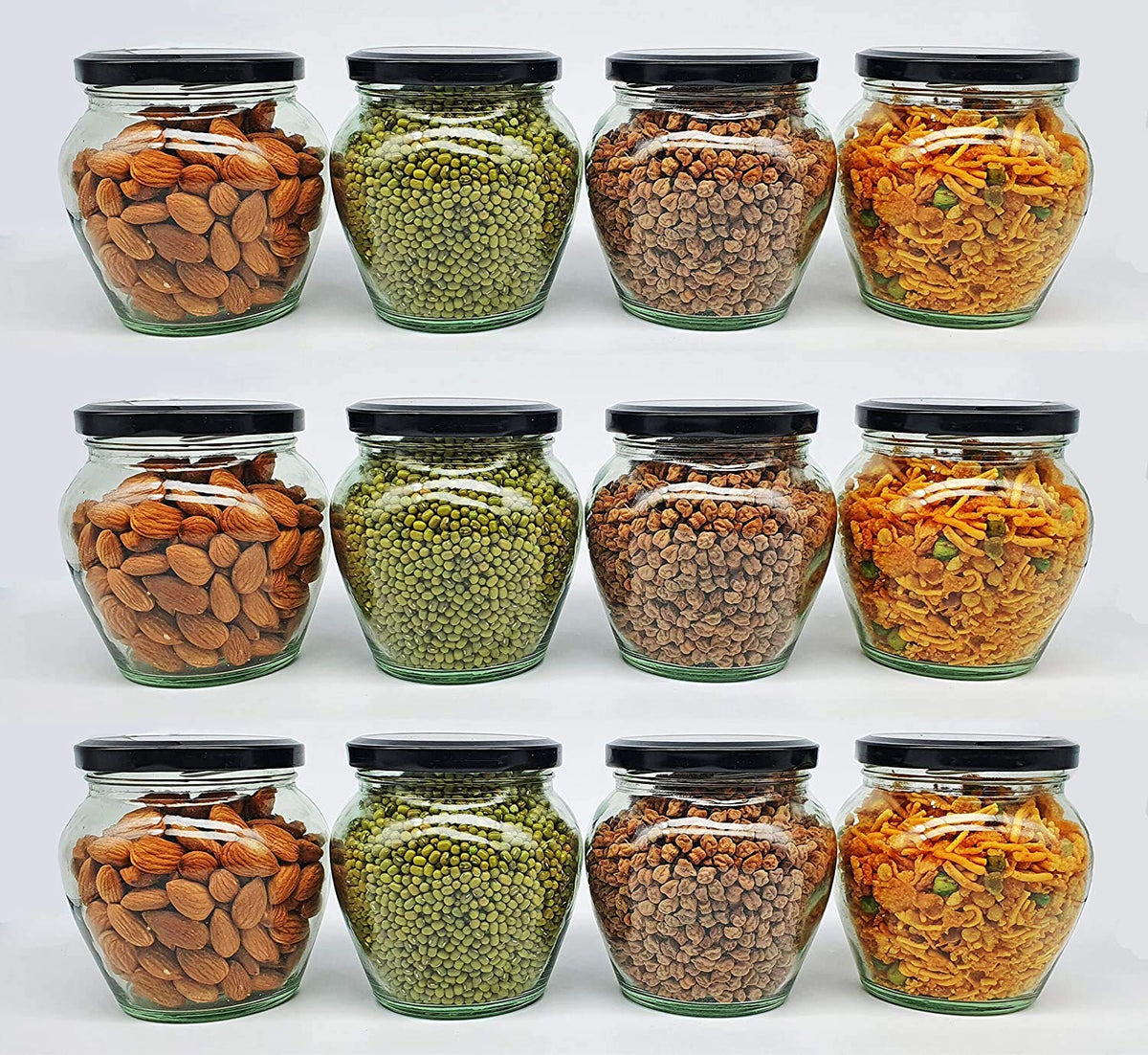 Cotit Transparent Glass Jar And Container Air Tight Black Lid For Kitc ...