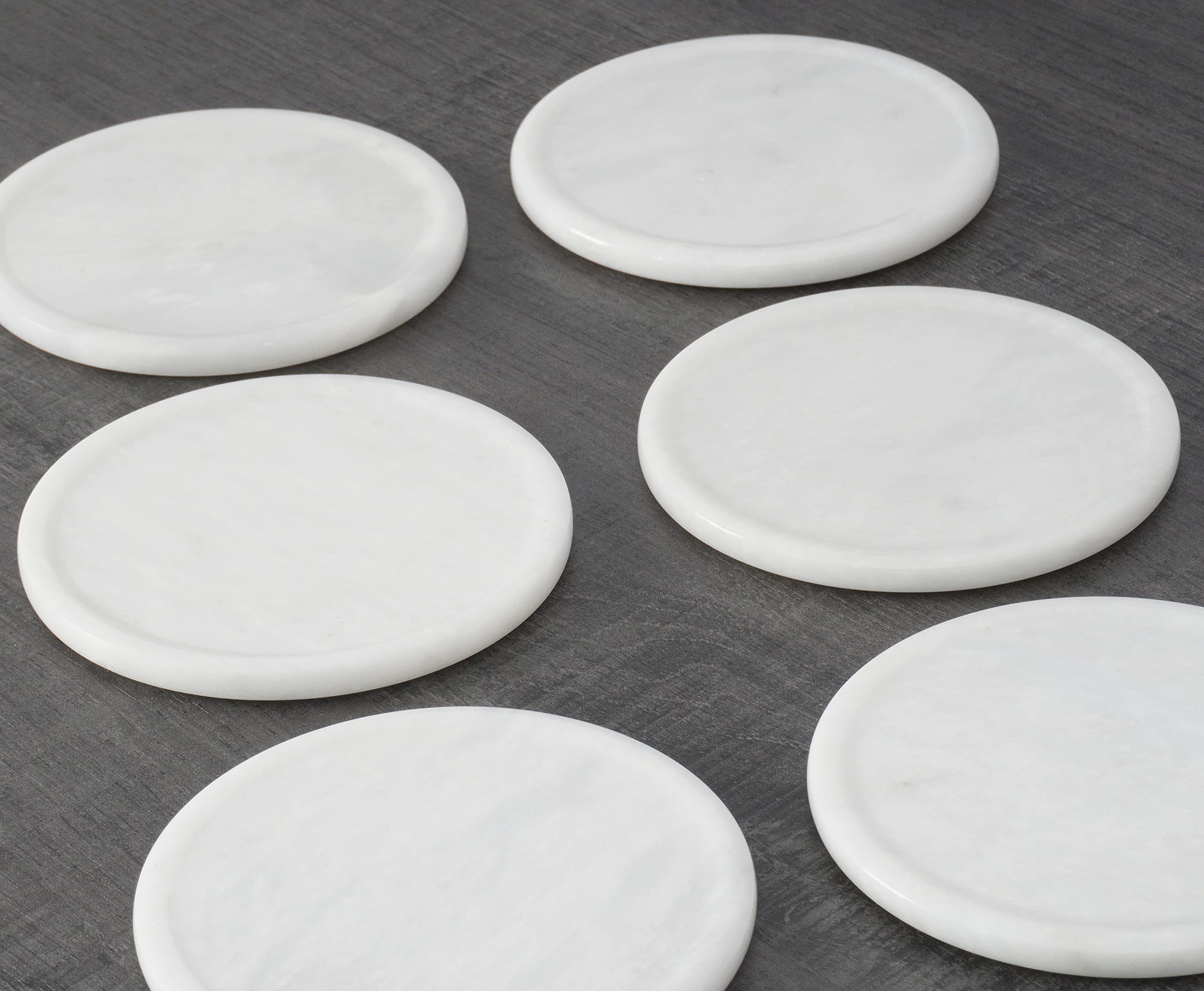 Radicaln Marble Coaster Set 3.5 Inches White Round Handmade Coasters For Table D  Cor Home D  Cor With Car Cup Coasters Set Of