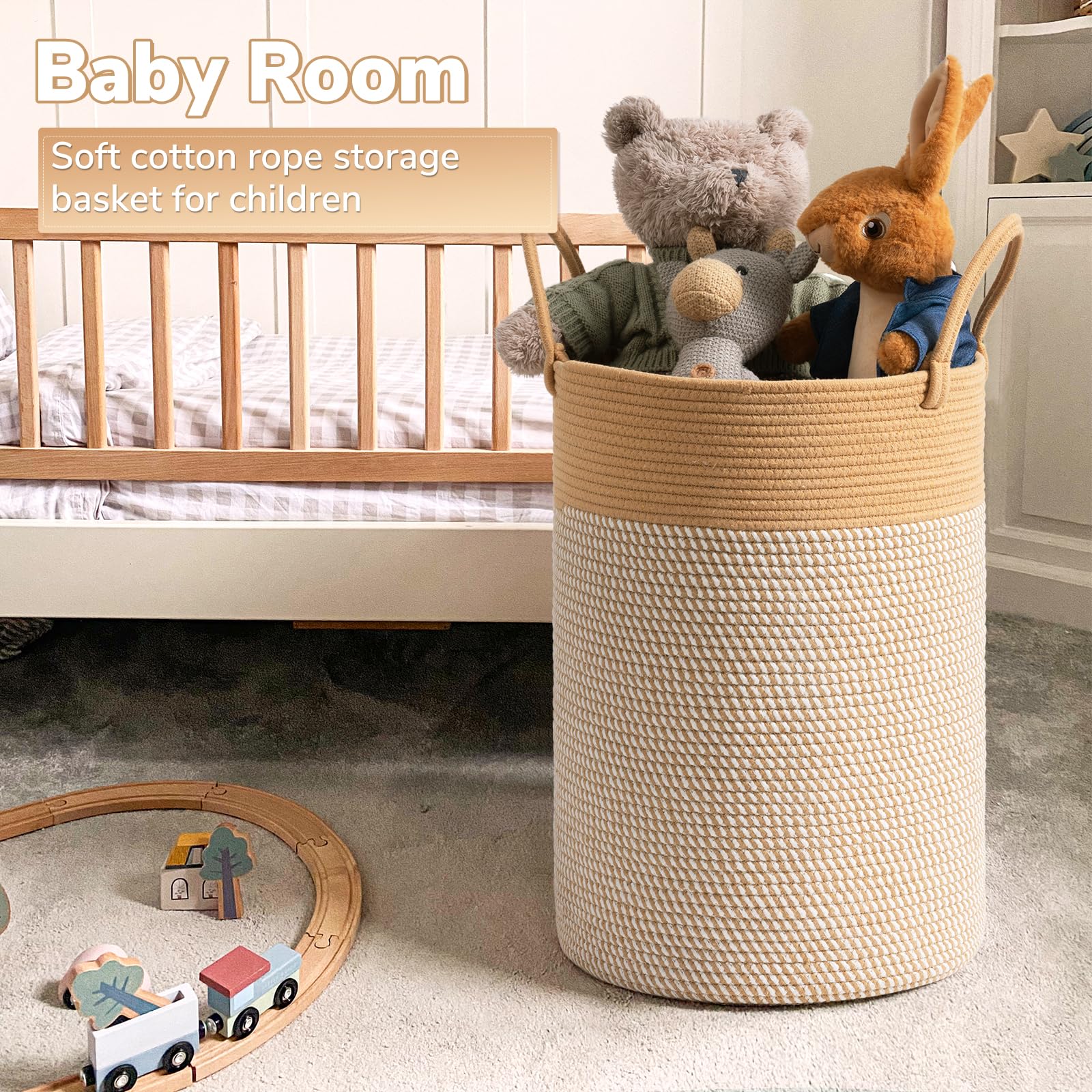 Indressme Laundry Basket, 60L Blanket Storage Basket, Woven Laundry Basket For Clothes, Rope Laundry Basket For Toys, Hampers Fo